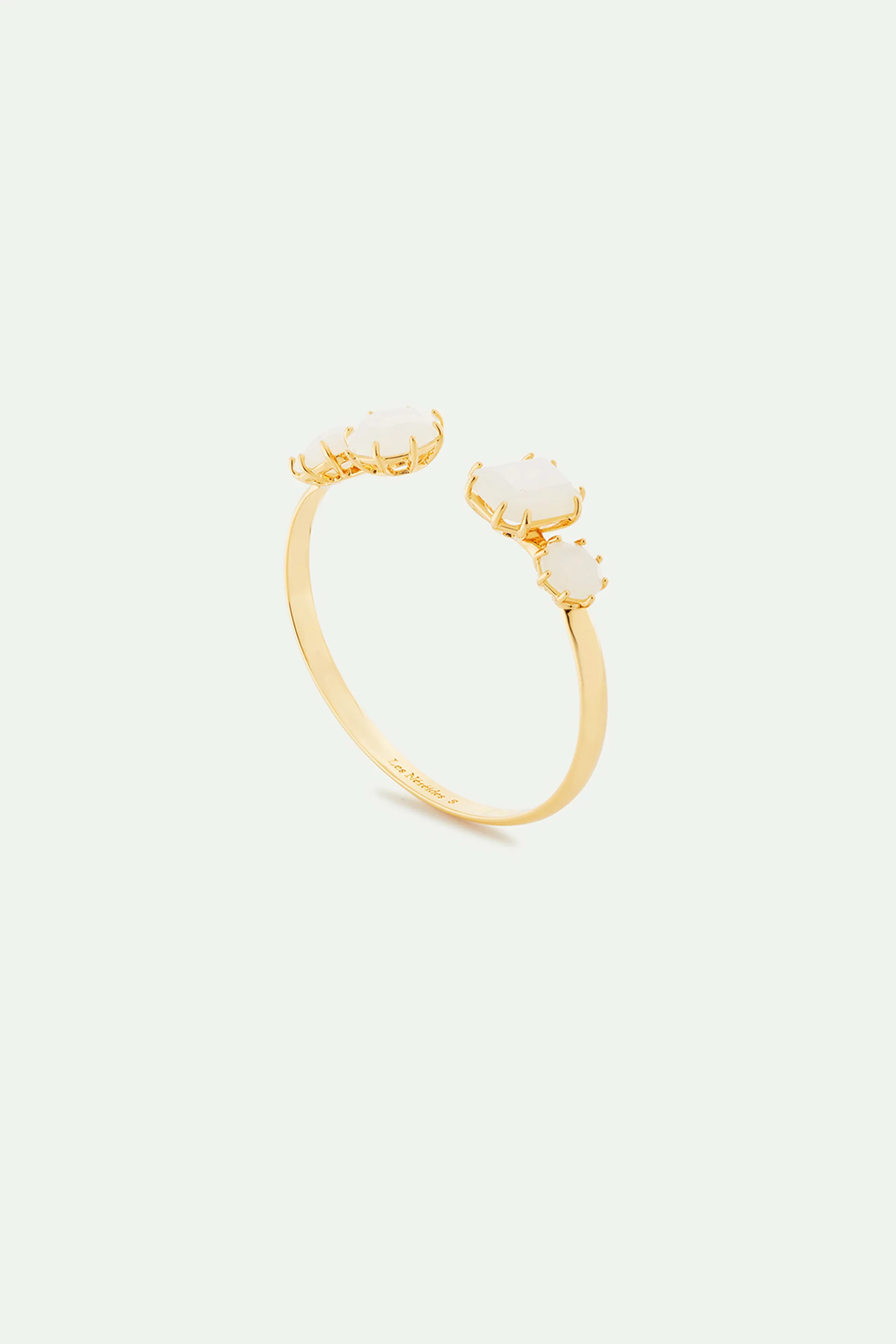 Bracelet jonc quatre pierres La Diamantine blanc opalescent - Image 2