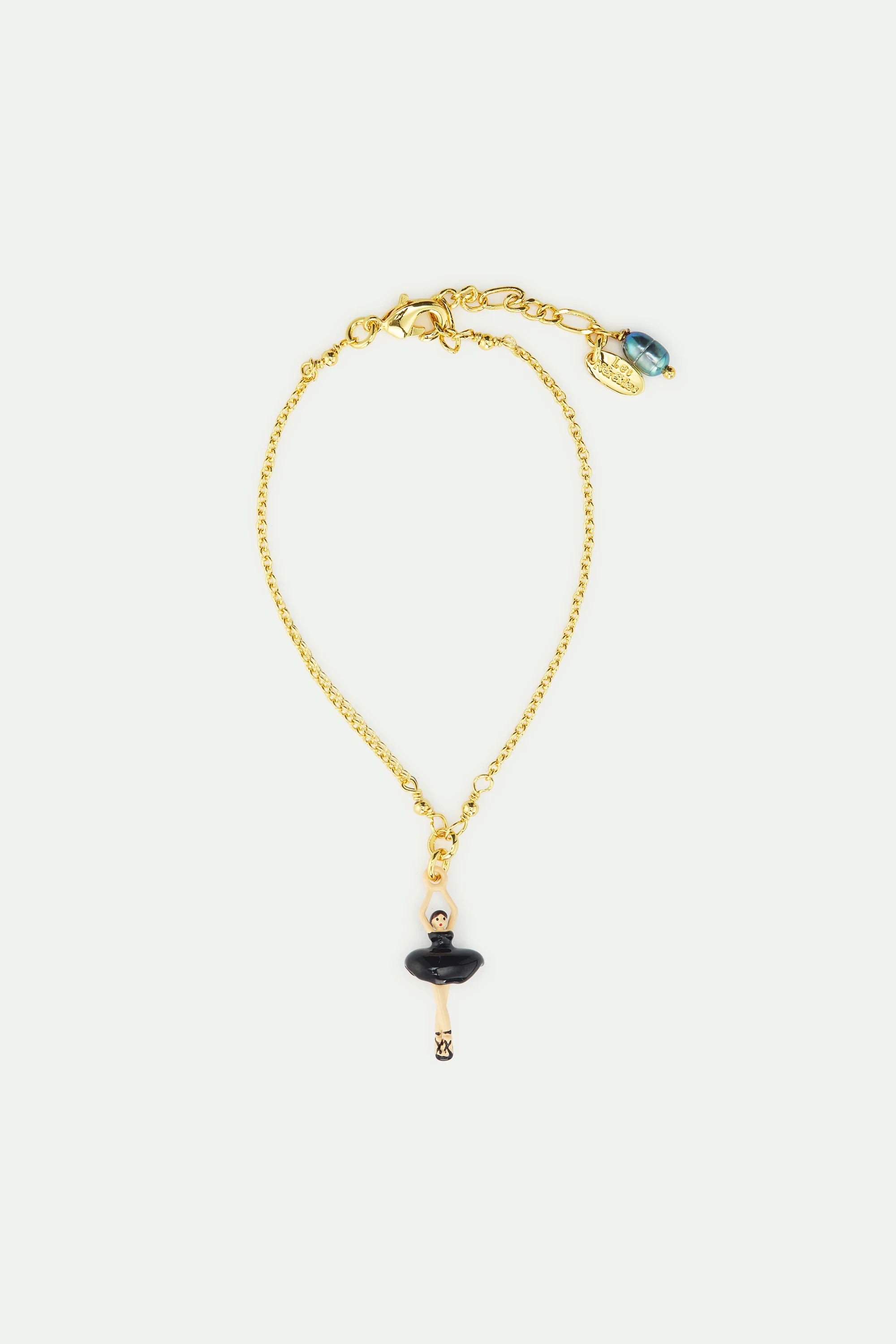 Bracelet pendentif Ballerine tutu noir et perle de culture