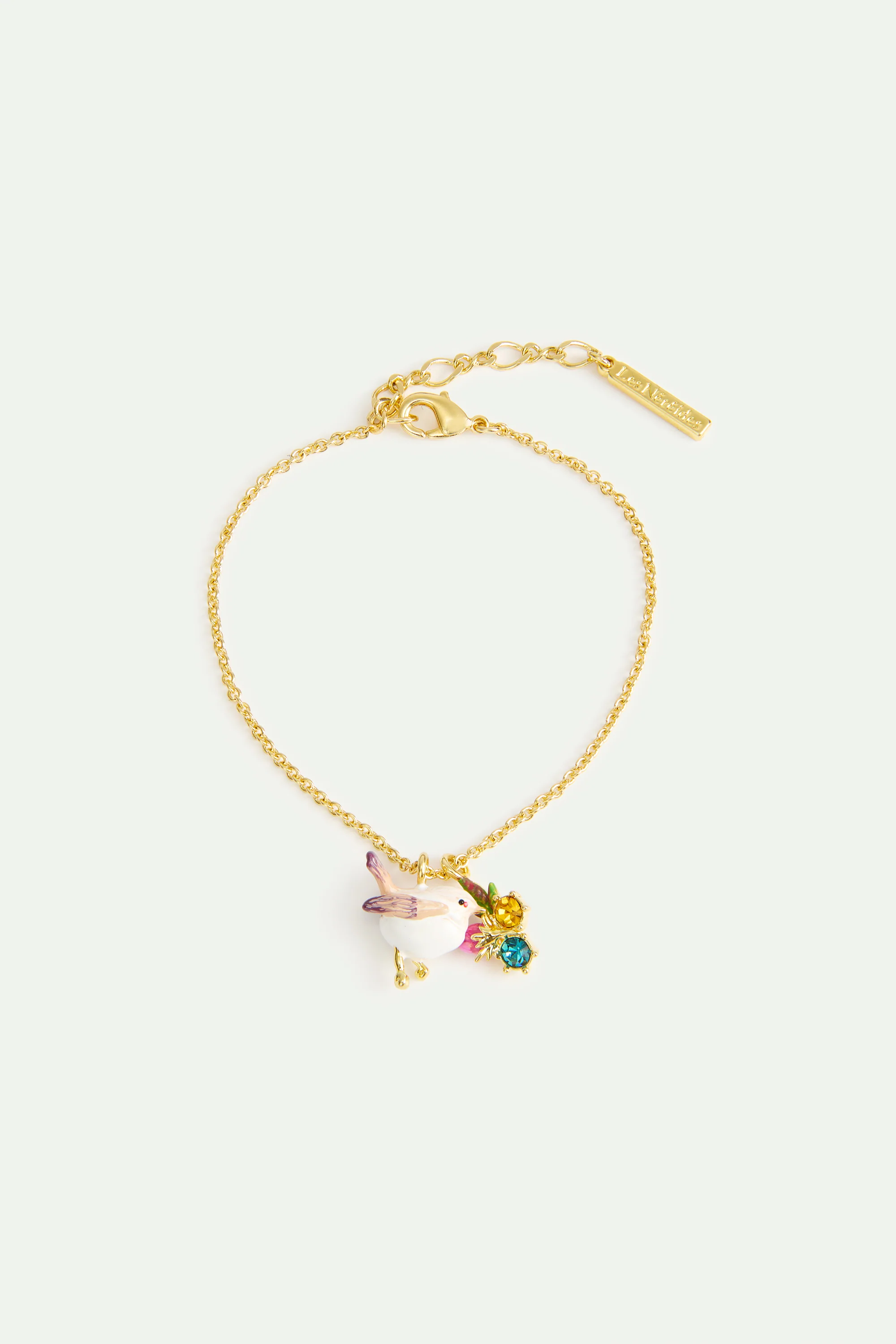 Bracelet pendentif plectrophane des neiges, bouton de rose et cristaux