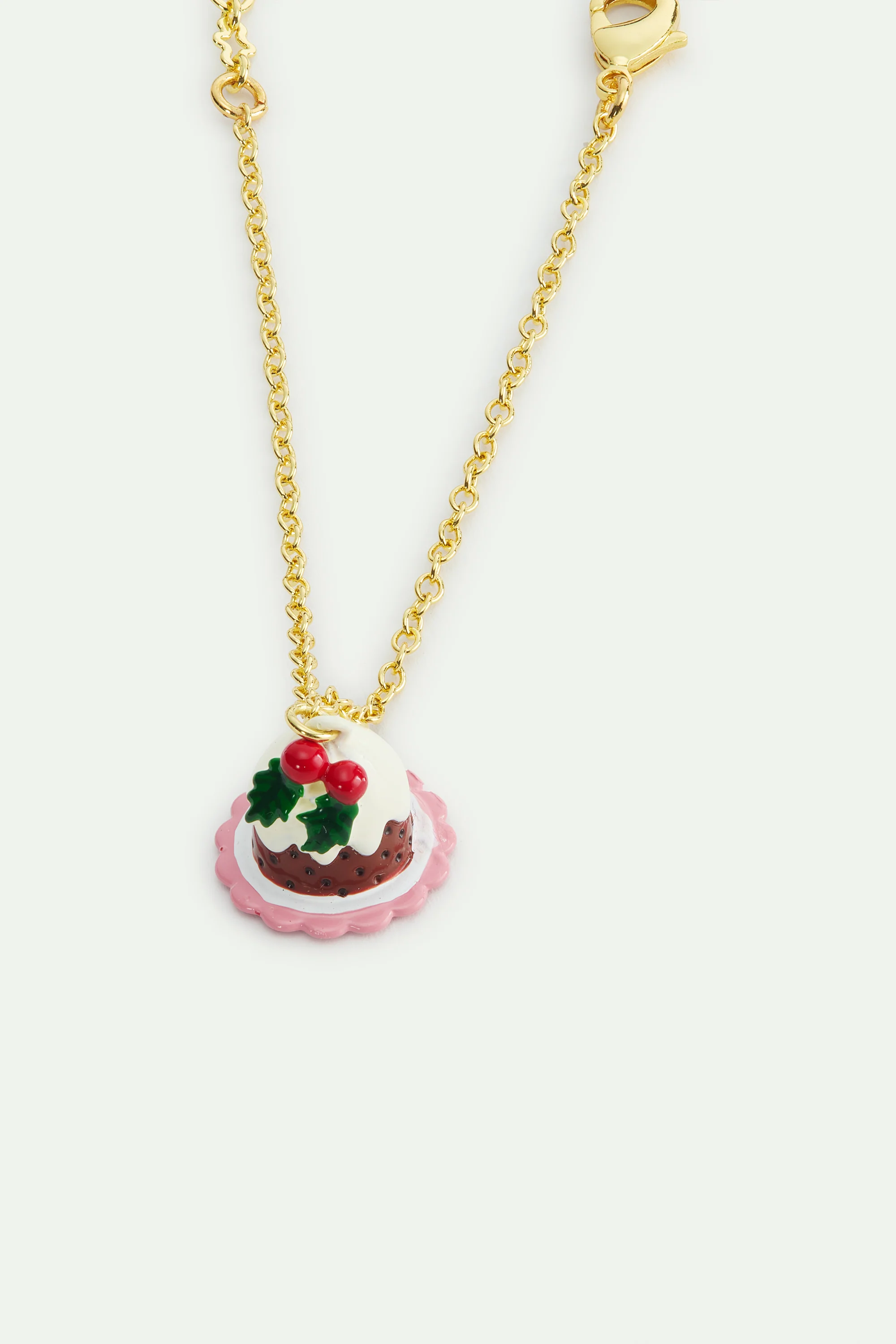 Bracelet pendentif pudding et perle de cristal facetté rouge - Image 2