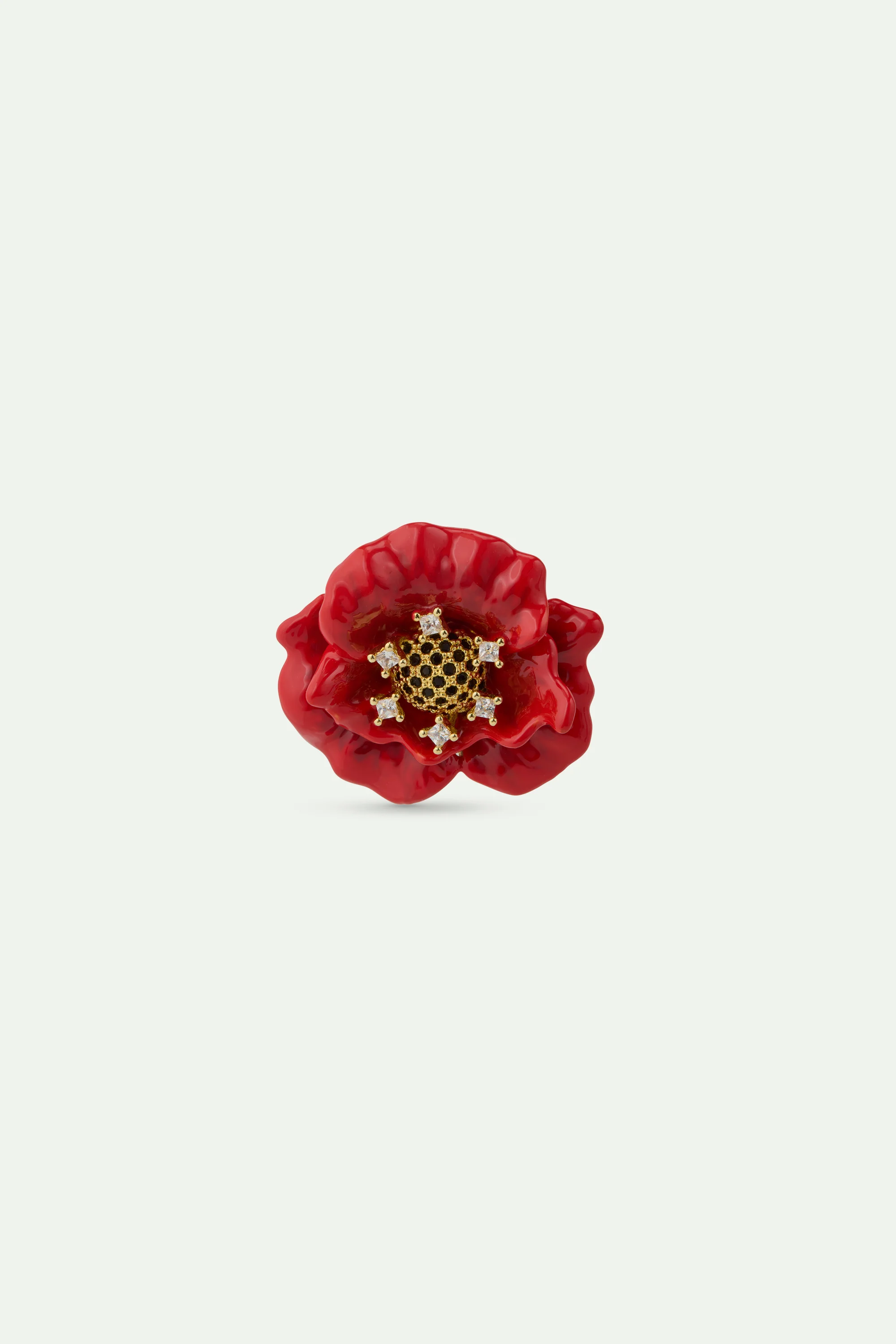 Broche coquelicot rouge et oxydes de ziconium