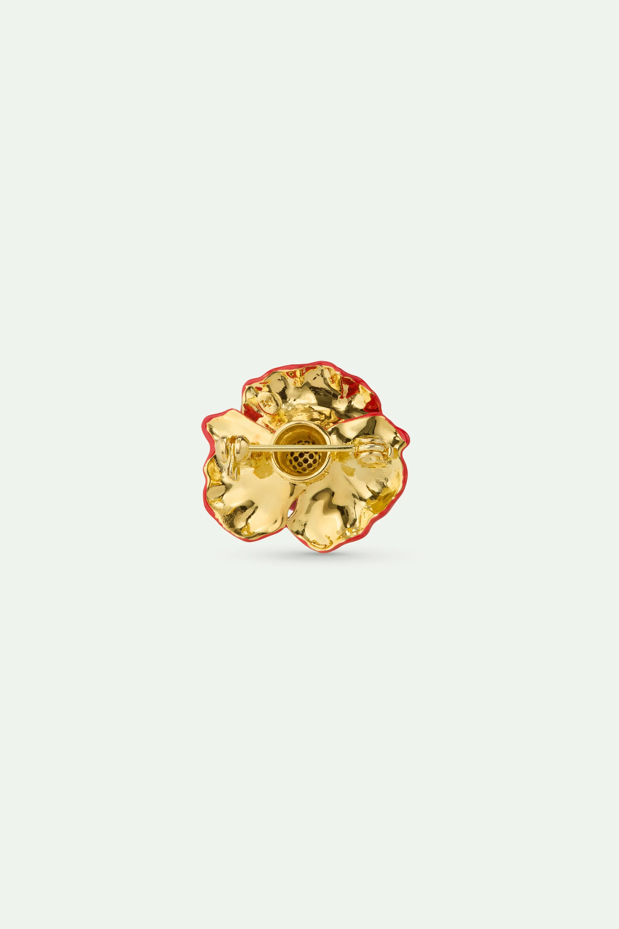 Broche coquelicot rouge et oxydes de ziconium - Image 2