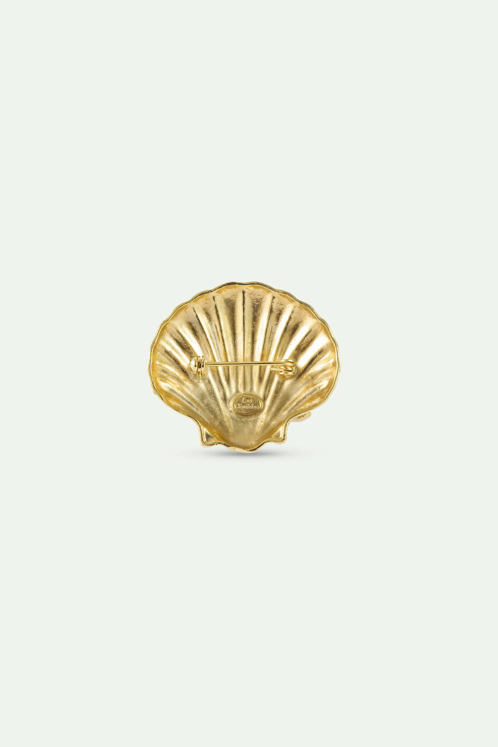 Broche coquillage doré et poissons blancs - Image 3