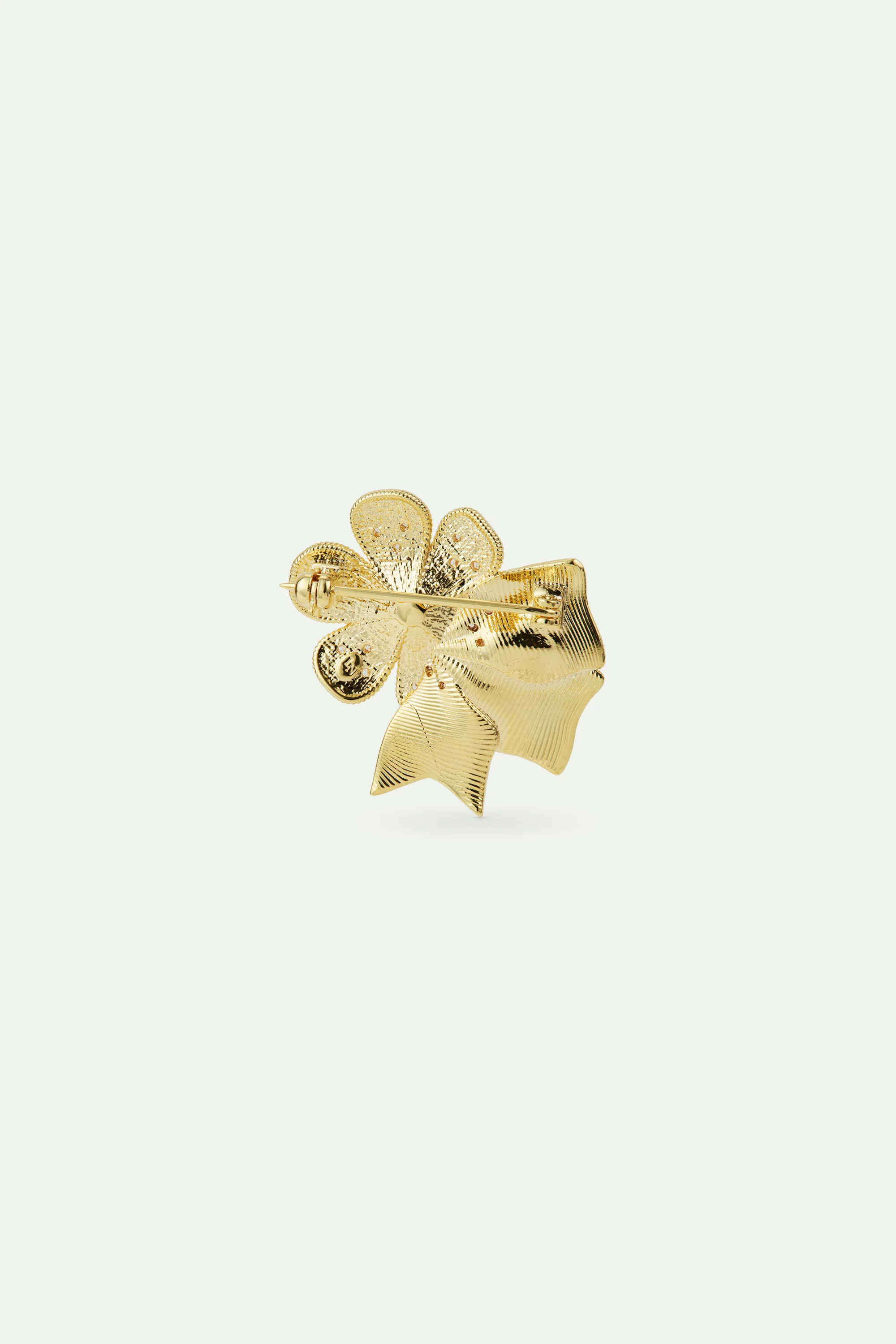 Broche fleur en laiton doré et perle fantaisie - Image 2