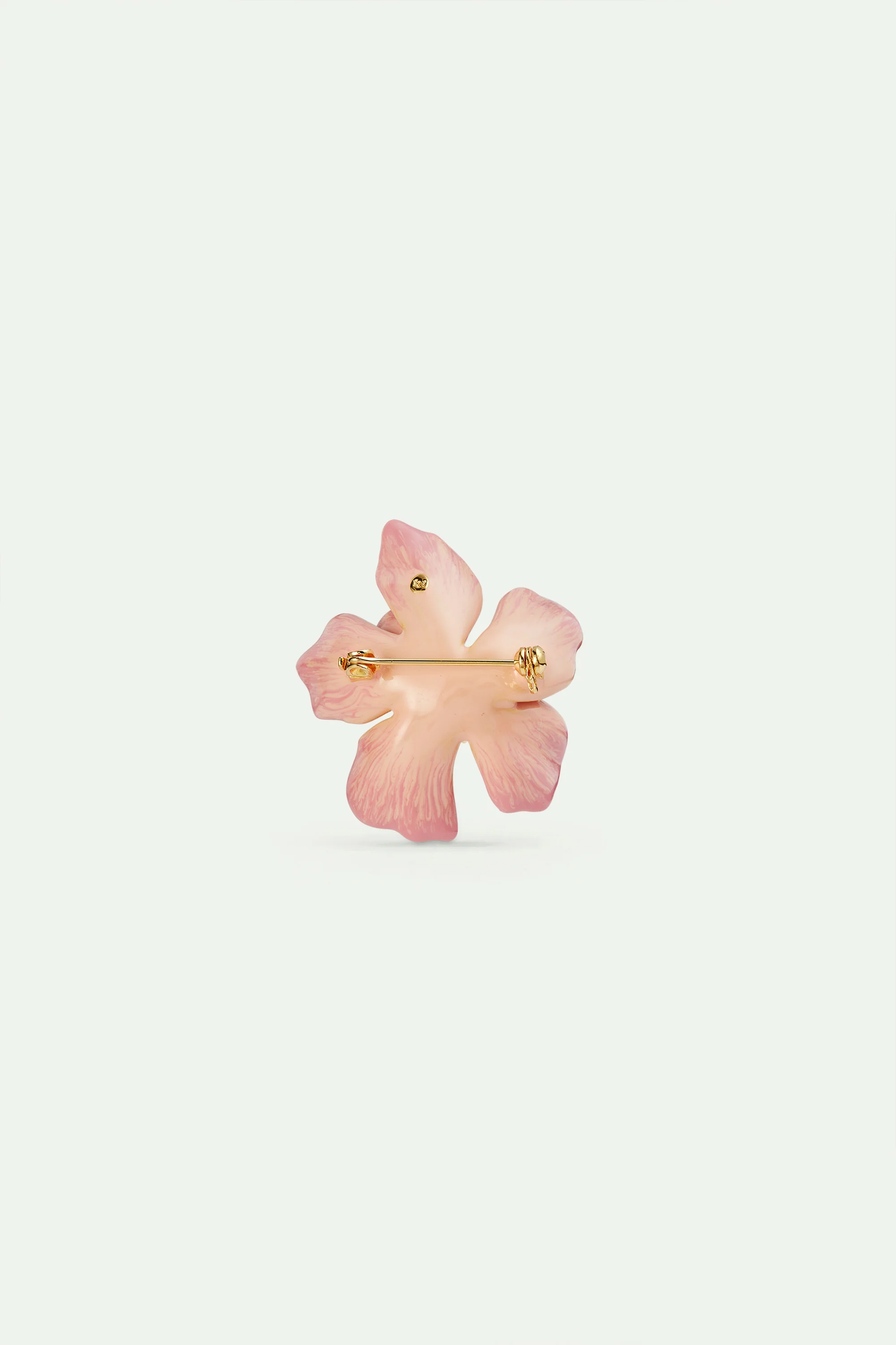Broche grande fleur de magnolia rose et cabochon en verre - Image 2
