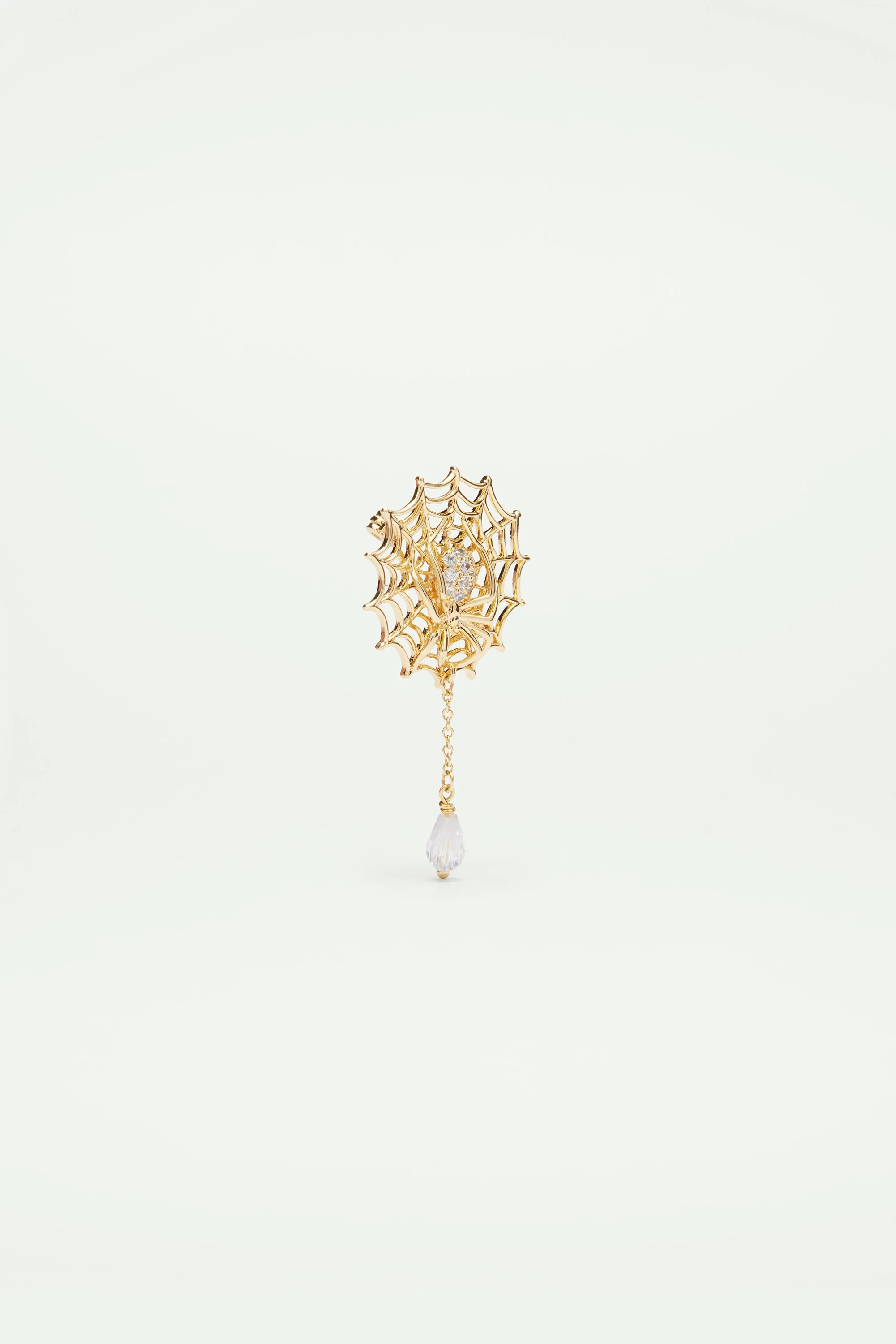 Broche pendante toile d'araignée et pierre taillée - Image 3