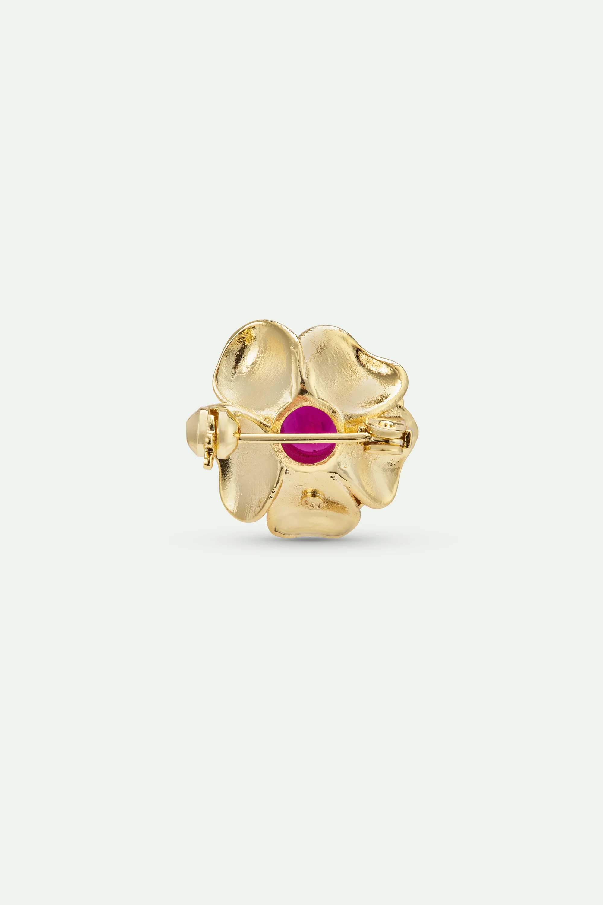 Broche rose dorée Mona Lisa et pierre rose - Image 3