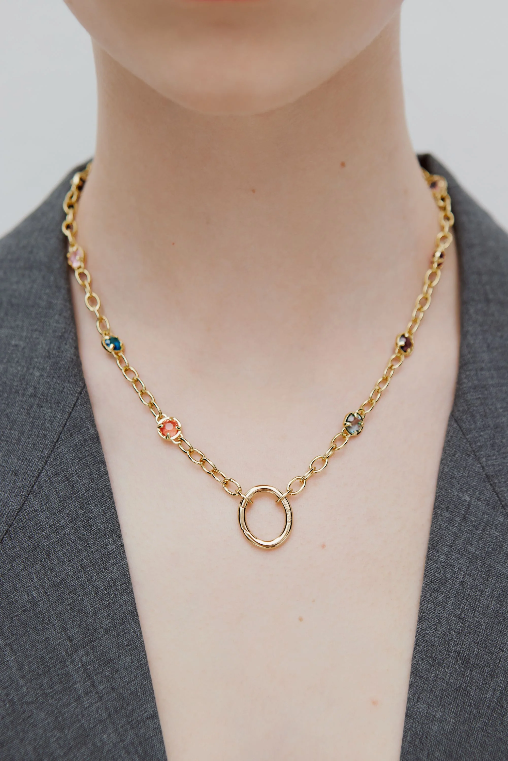 Chaine pour collier pendentif et cristaux multicolores - Image 2