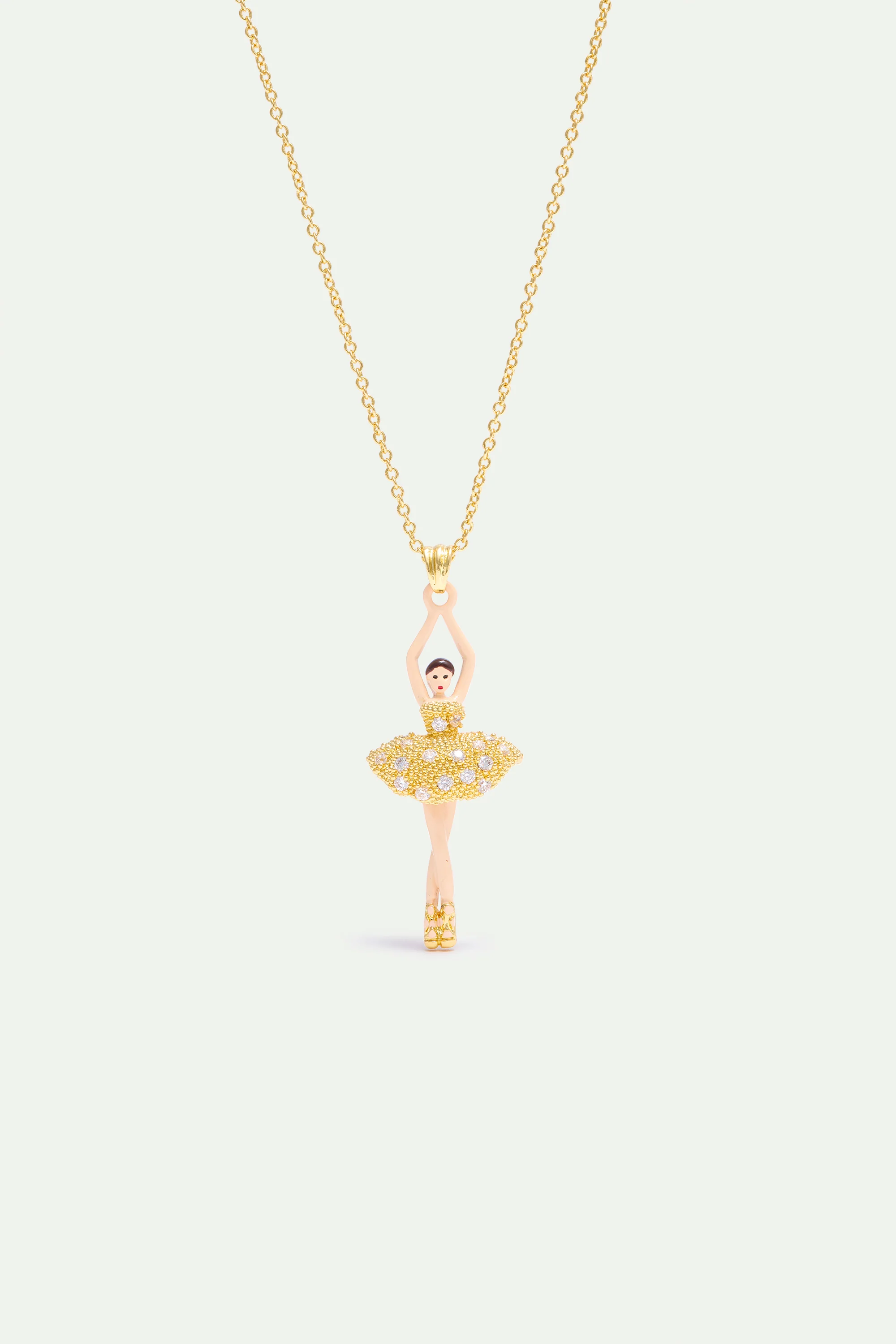 Collier Ballerine perles dorées et cristaux