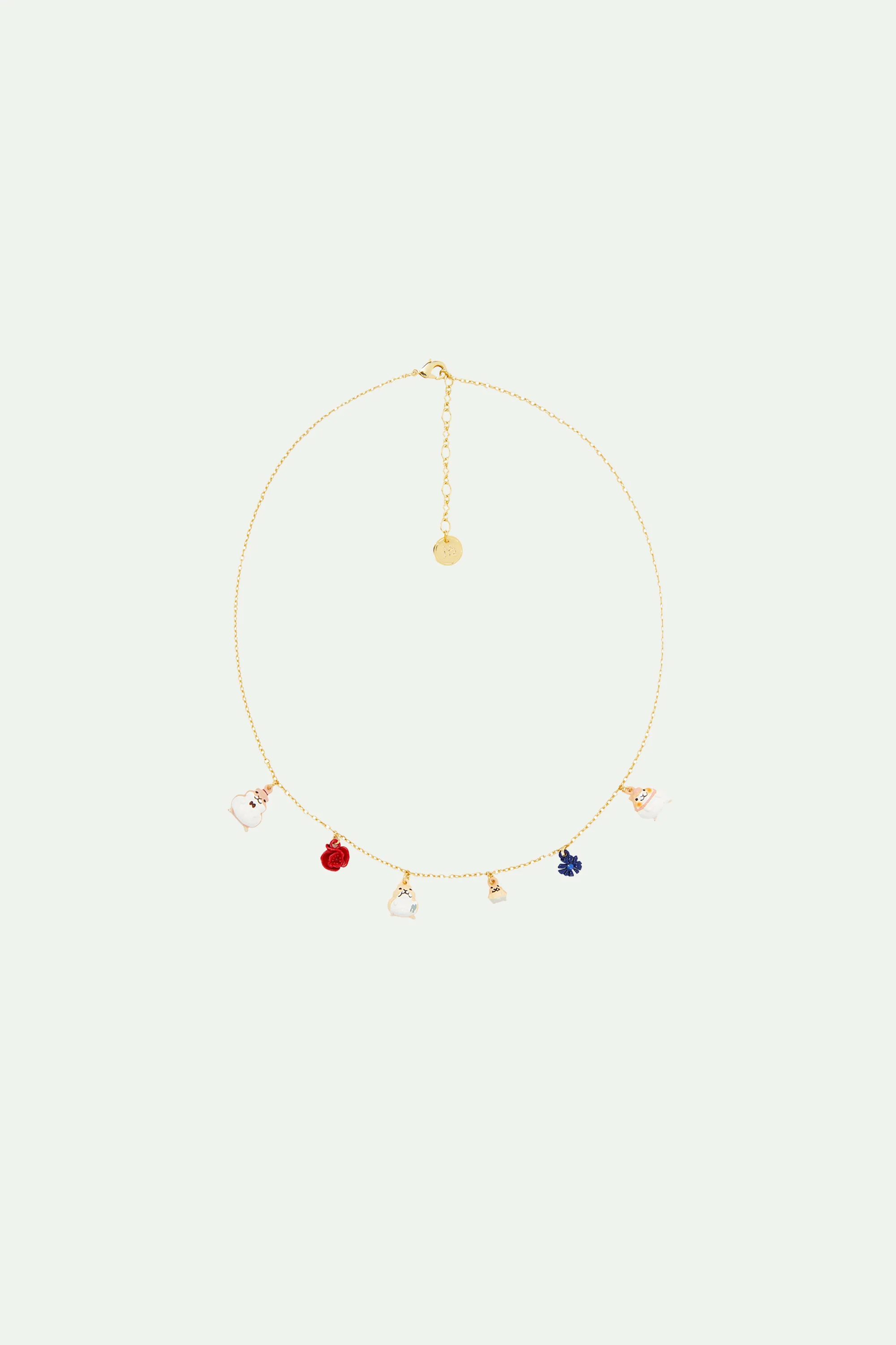 Collier charms famille d'hamsters et fleurs - Image 3