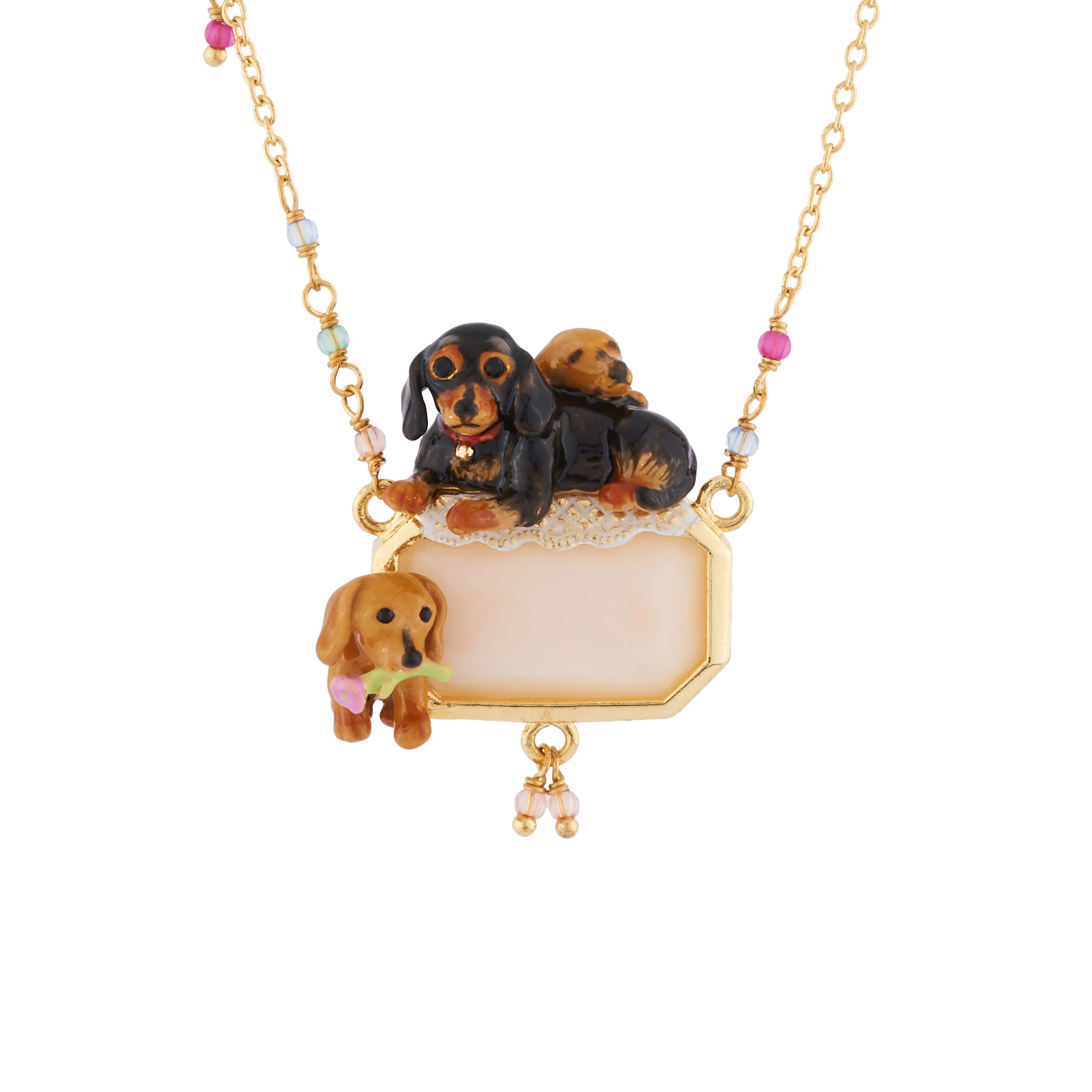 Collier famille de teckels sur verre taillé rectangulaire - Image 2