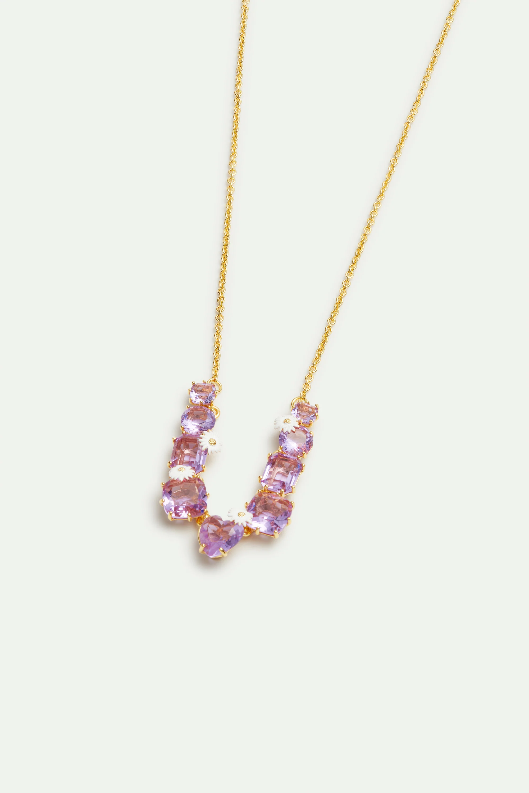 Collier fin 9 pierres La Diamantine lavande et marguerites - Image 3