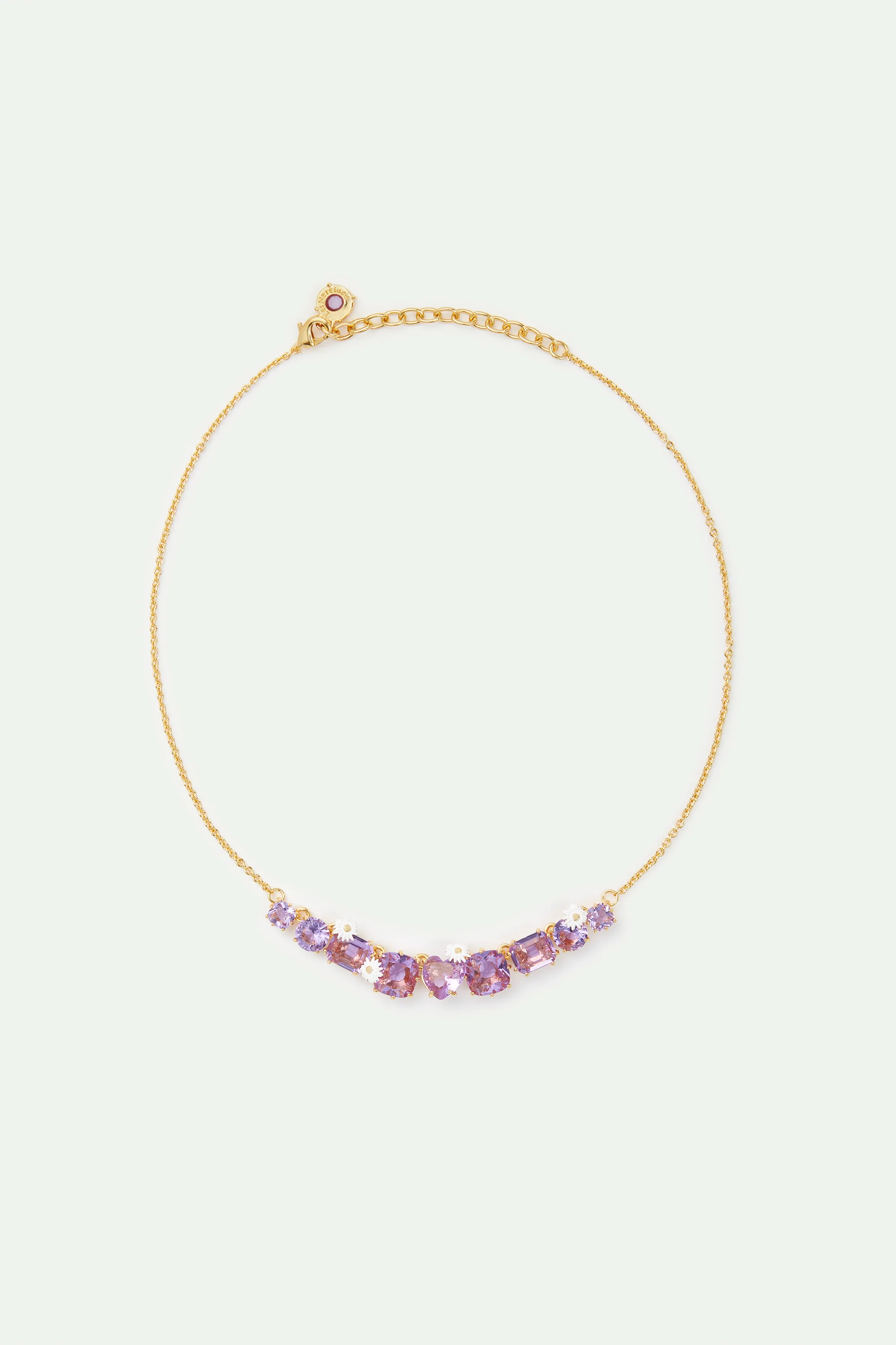 Collier fin 9 pierres La Diamantine lavande et marguerites - Image 4