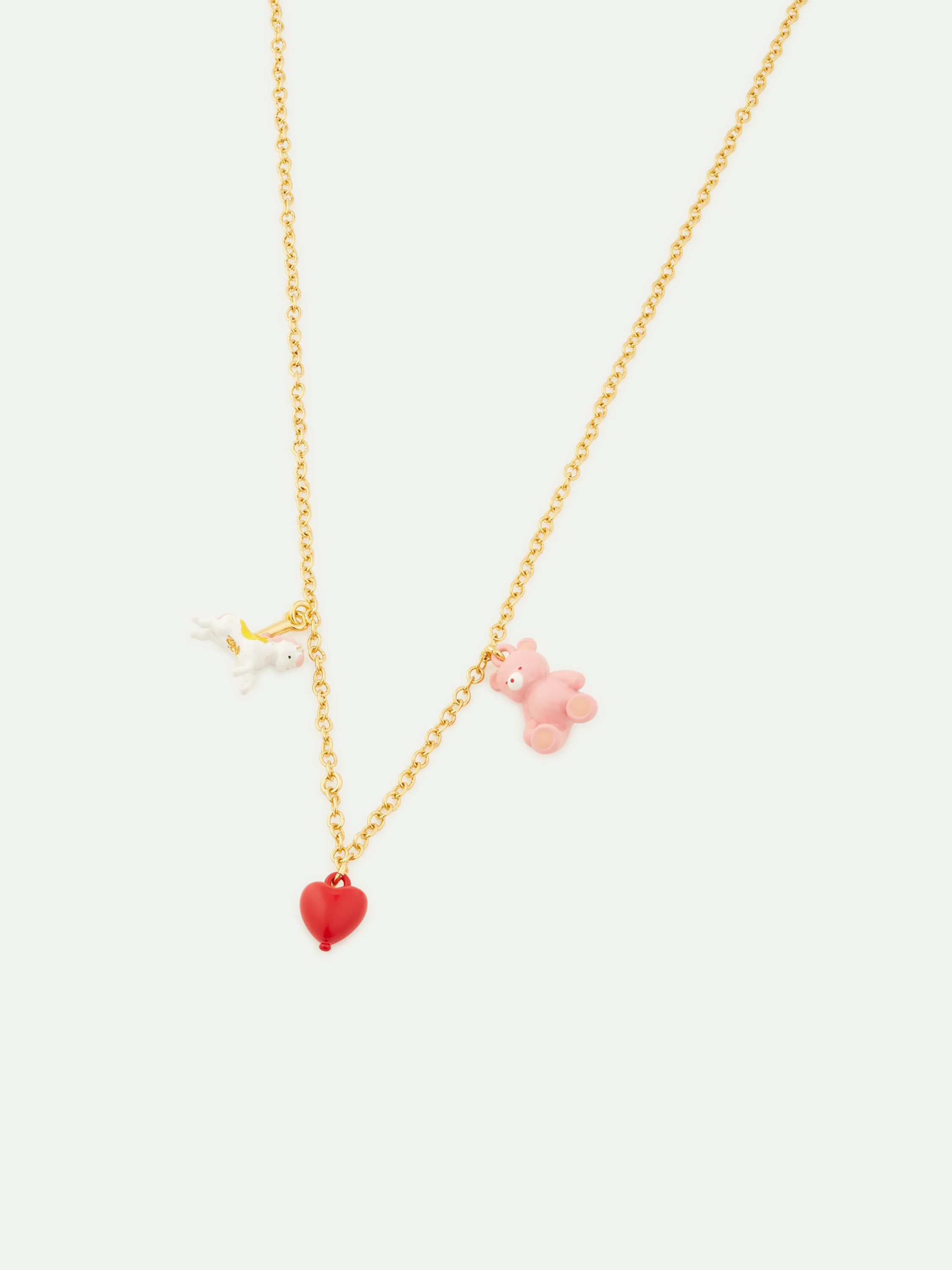 Collier fin cheval, cœur et ours en peluche - Image 2