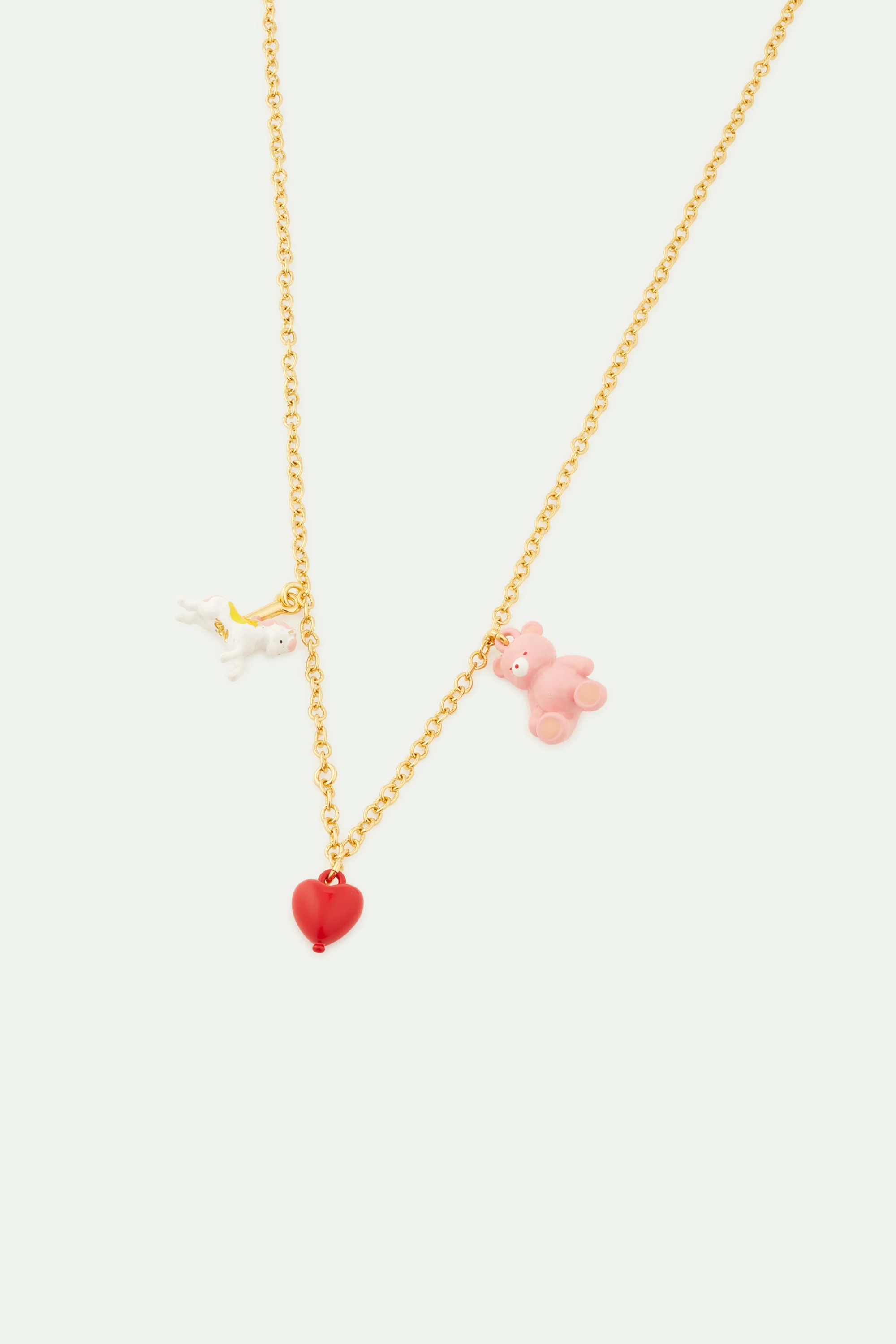 Collier fin cheval, cœur et ours en peluche - Image 3