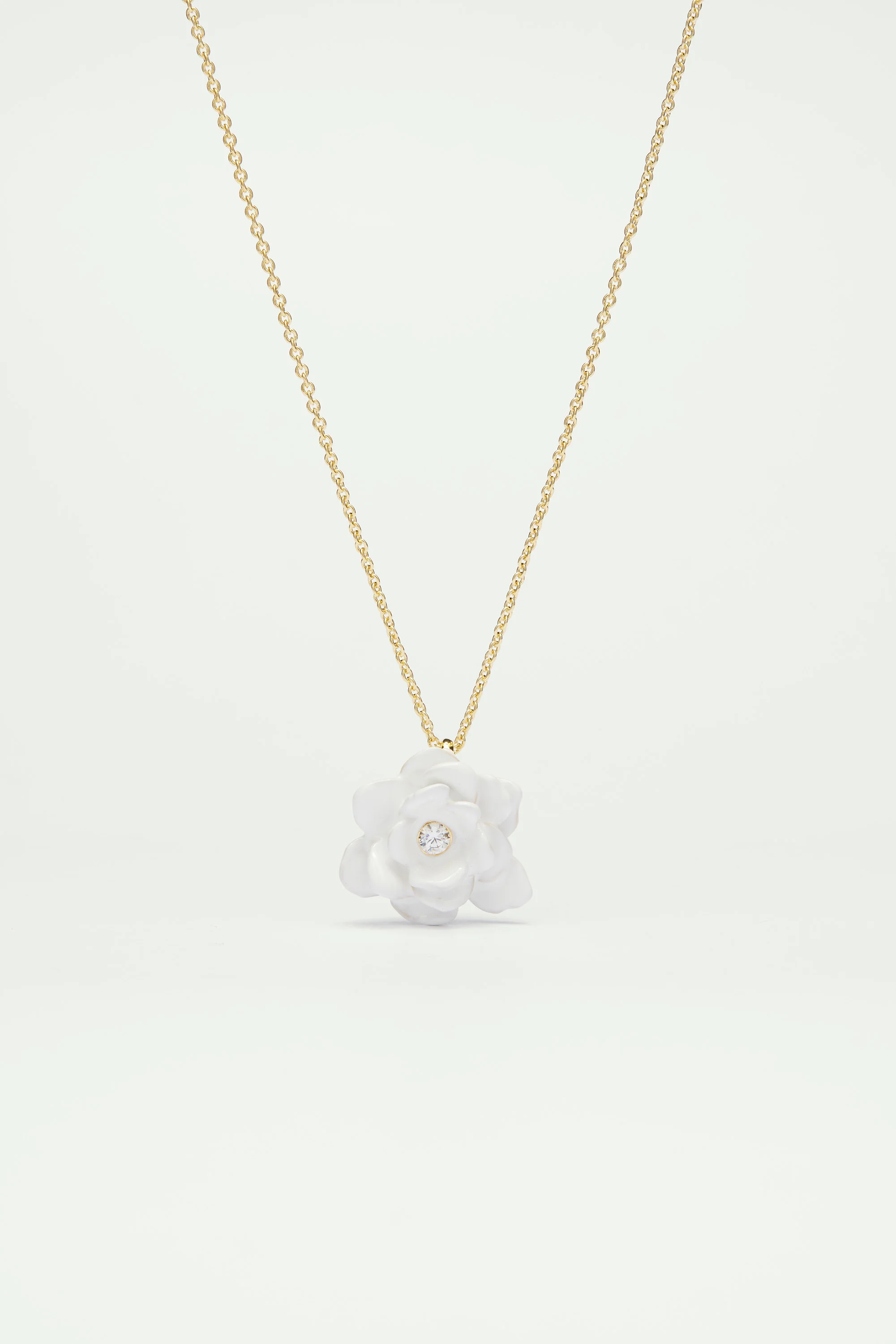 Collier fin gardénia et pierre en verre taillé - Image 4
