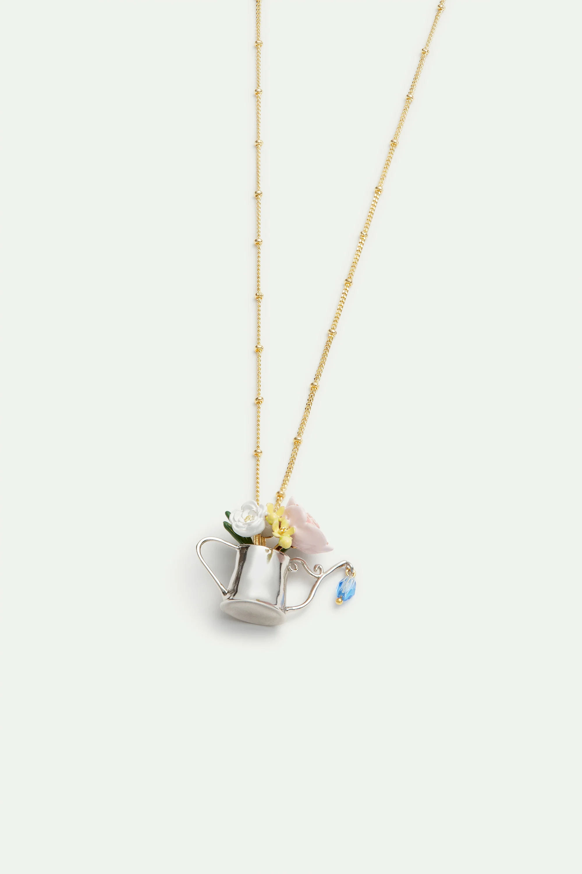Collier fin pendentif arrosoir et fleurs - Image 3