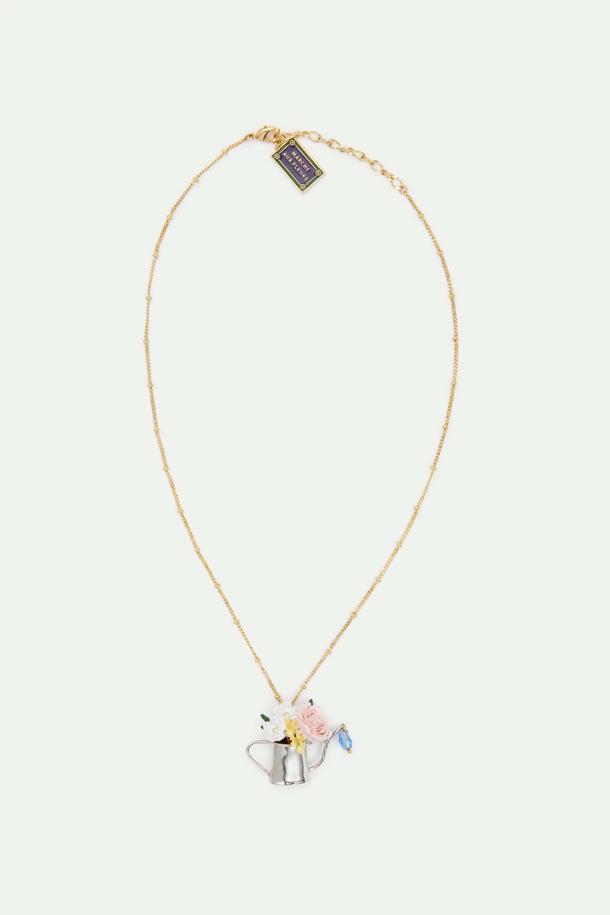 Collier fin pendentif arrosoir et fleurs - Image 4