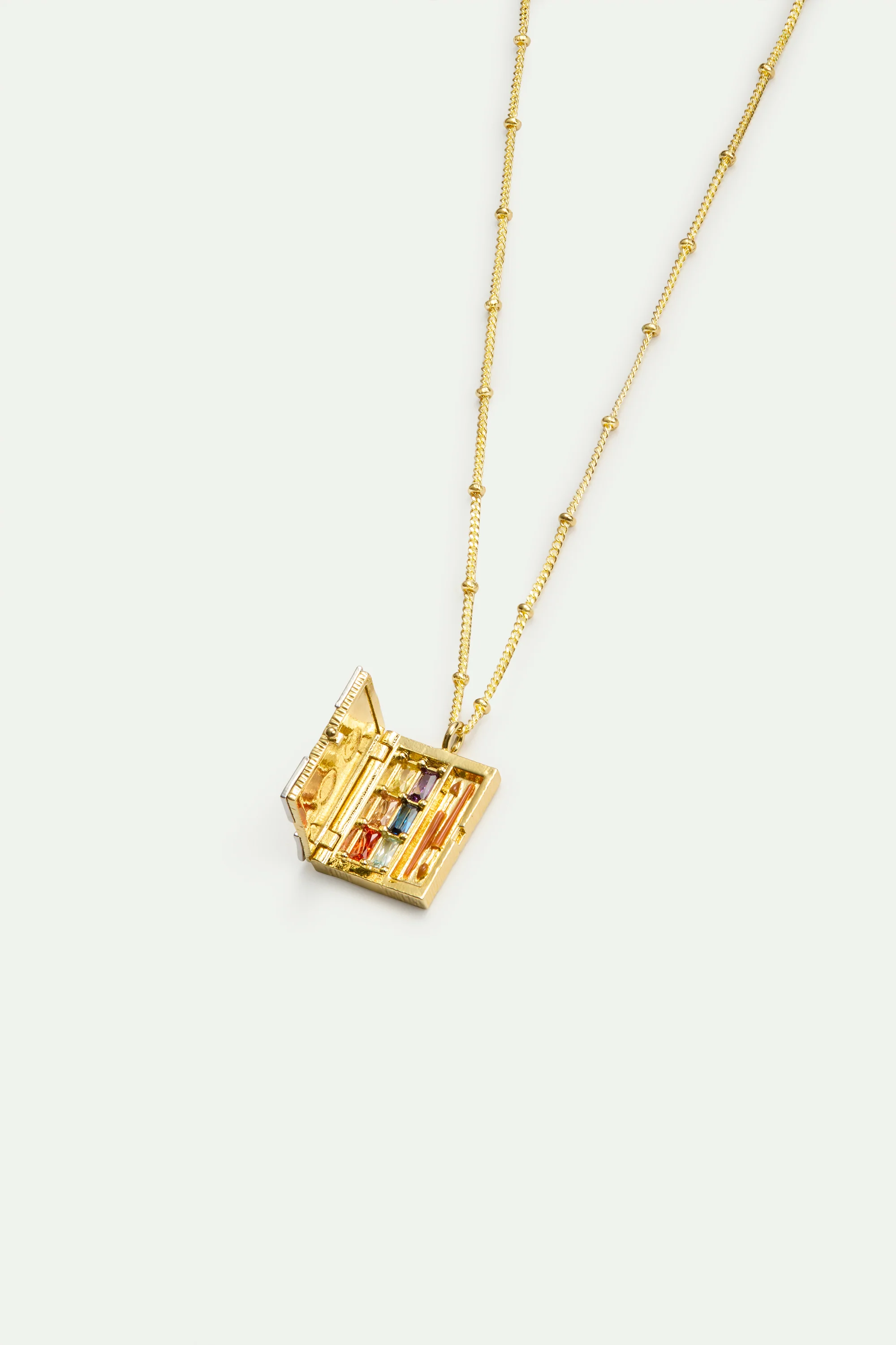 Collier fin pendentif doré mallette d'artiste peintre - Image 2