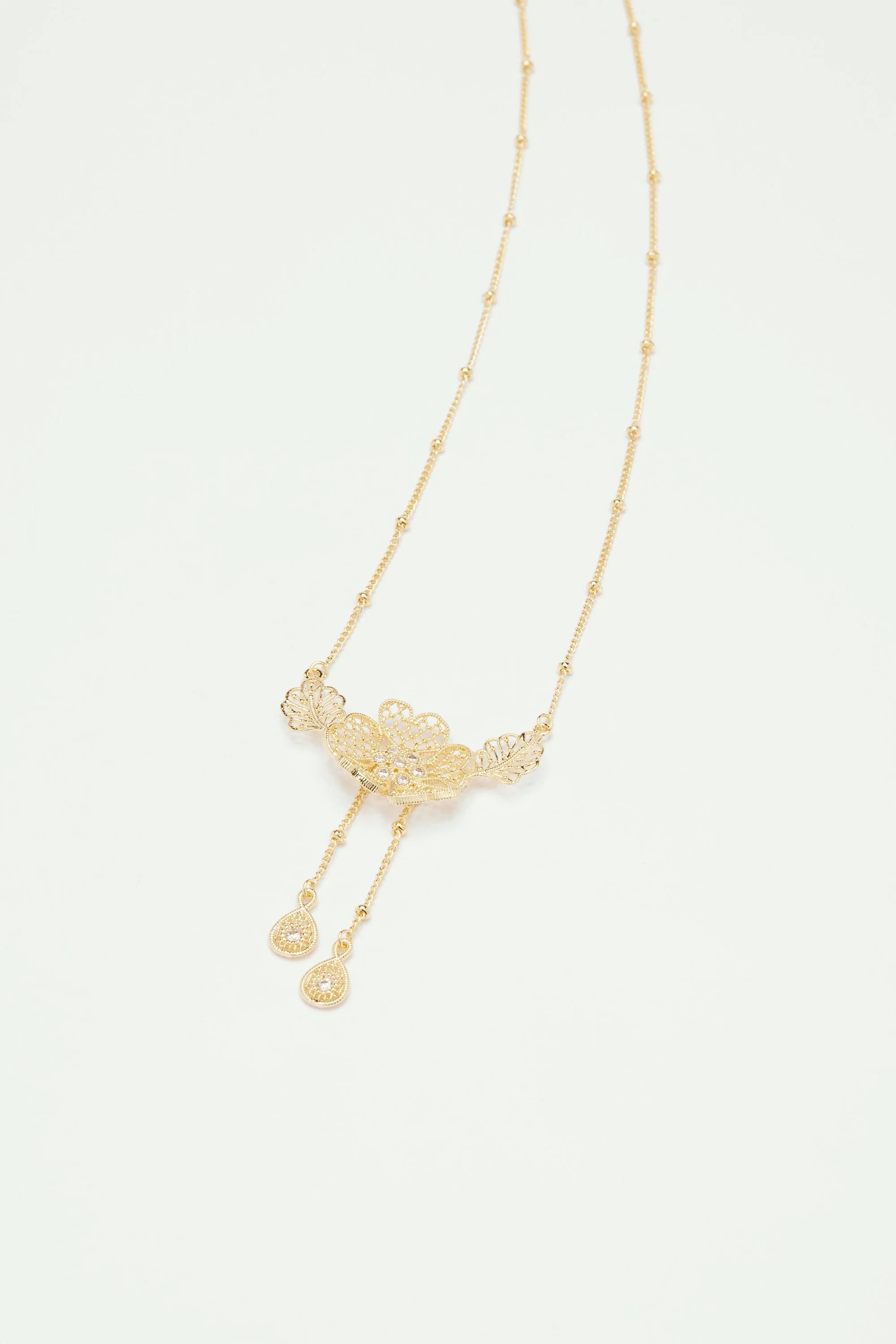 Collier fin pendentif fil d'or - Image 2
