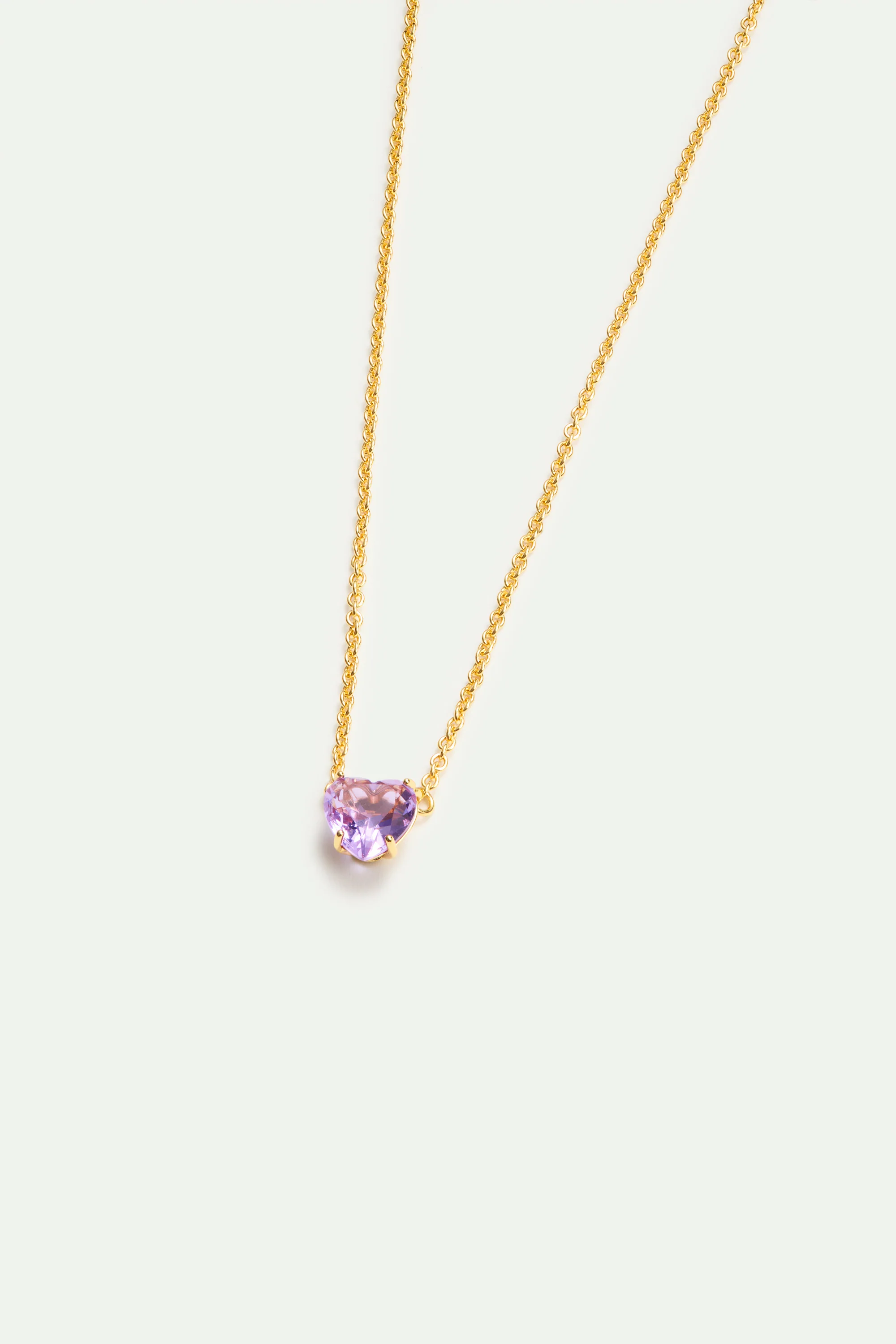 Collier fin pierre cœur La Diamantine lavande - Image 3