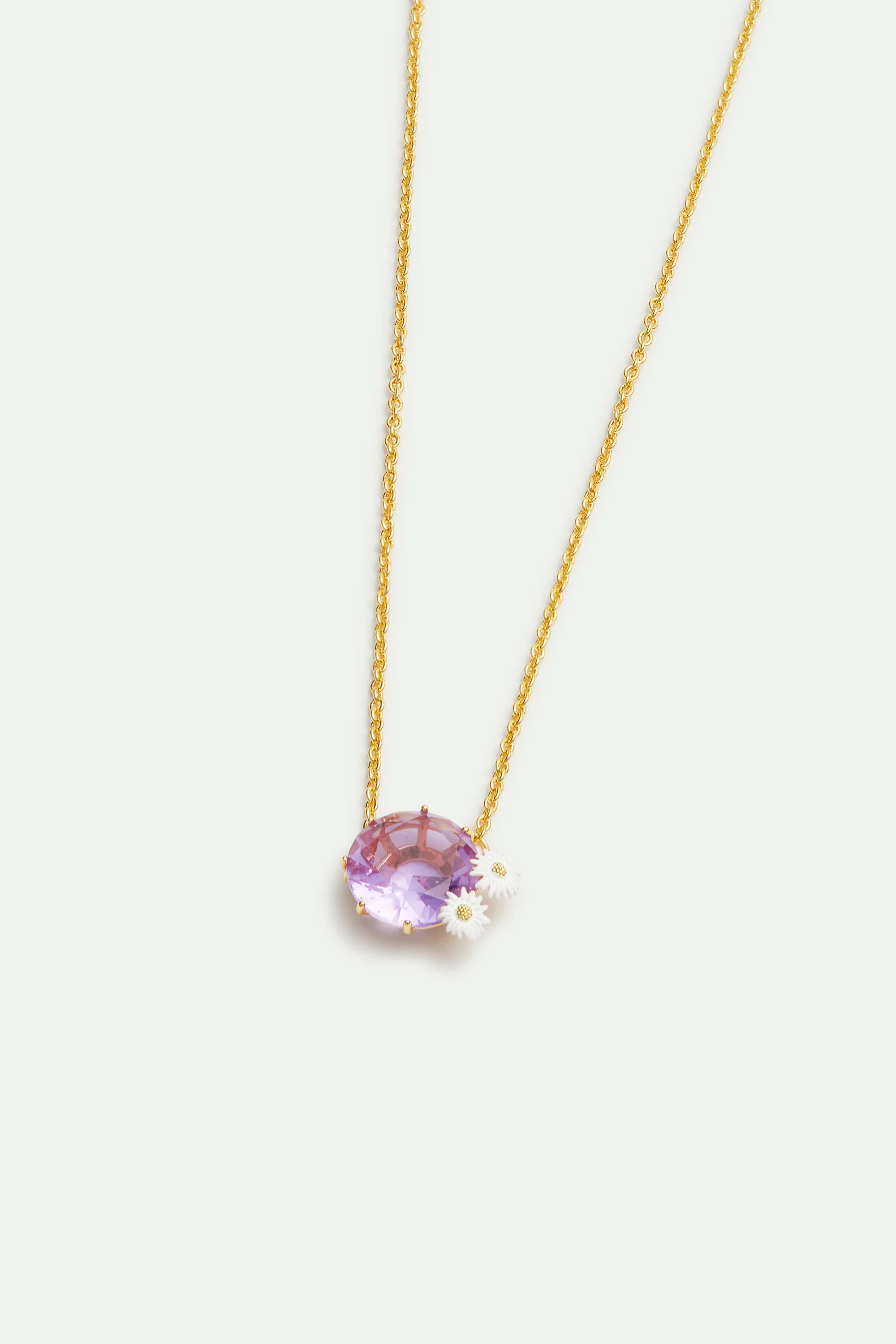 Collier fin pierre ronde la diamantine lavande et marguerites - Image 3