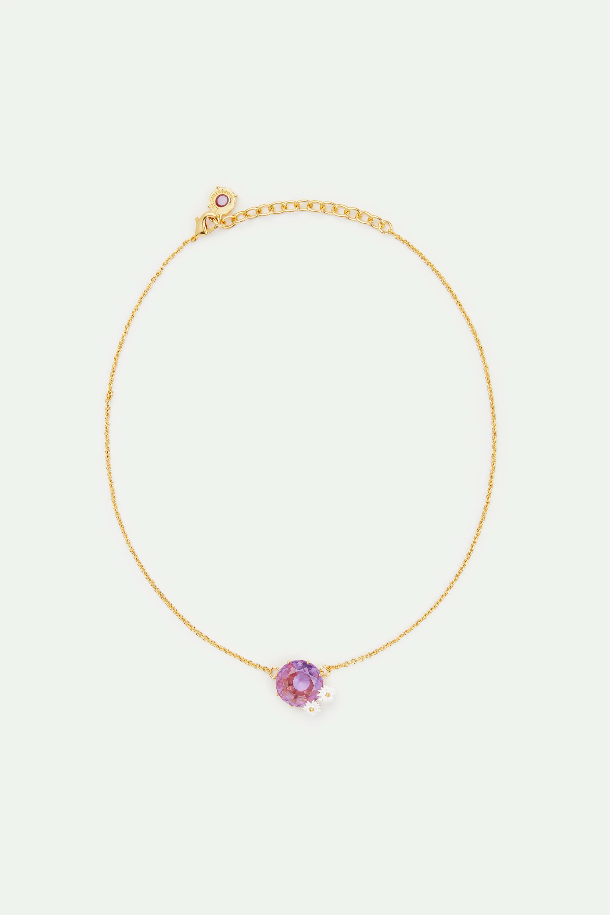 Collier fin pierre ronde la diamantine lavande et marguerites - Image 4