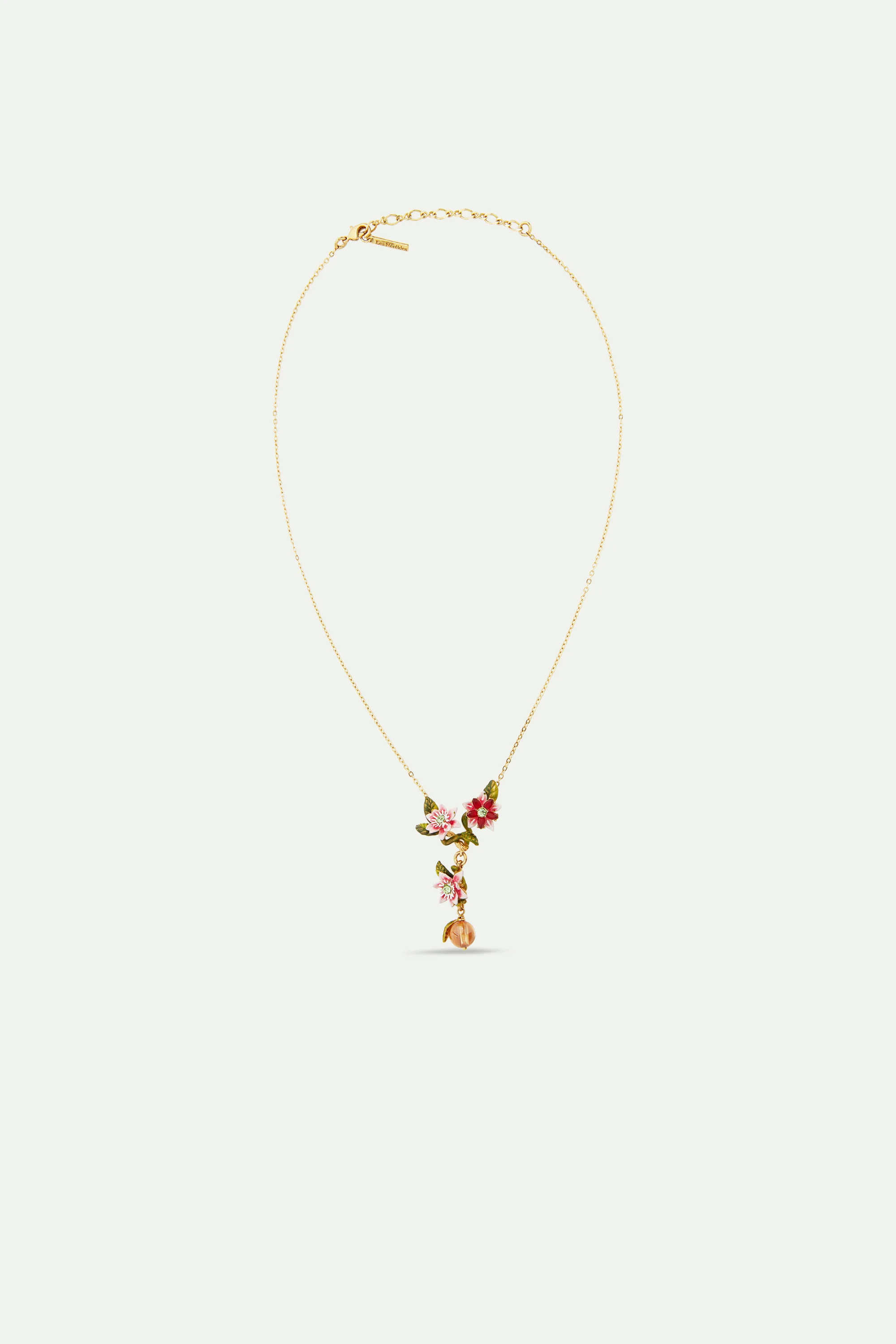 Collier fleurs de Passiflore et perle de verre - Image 3