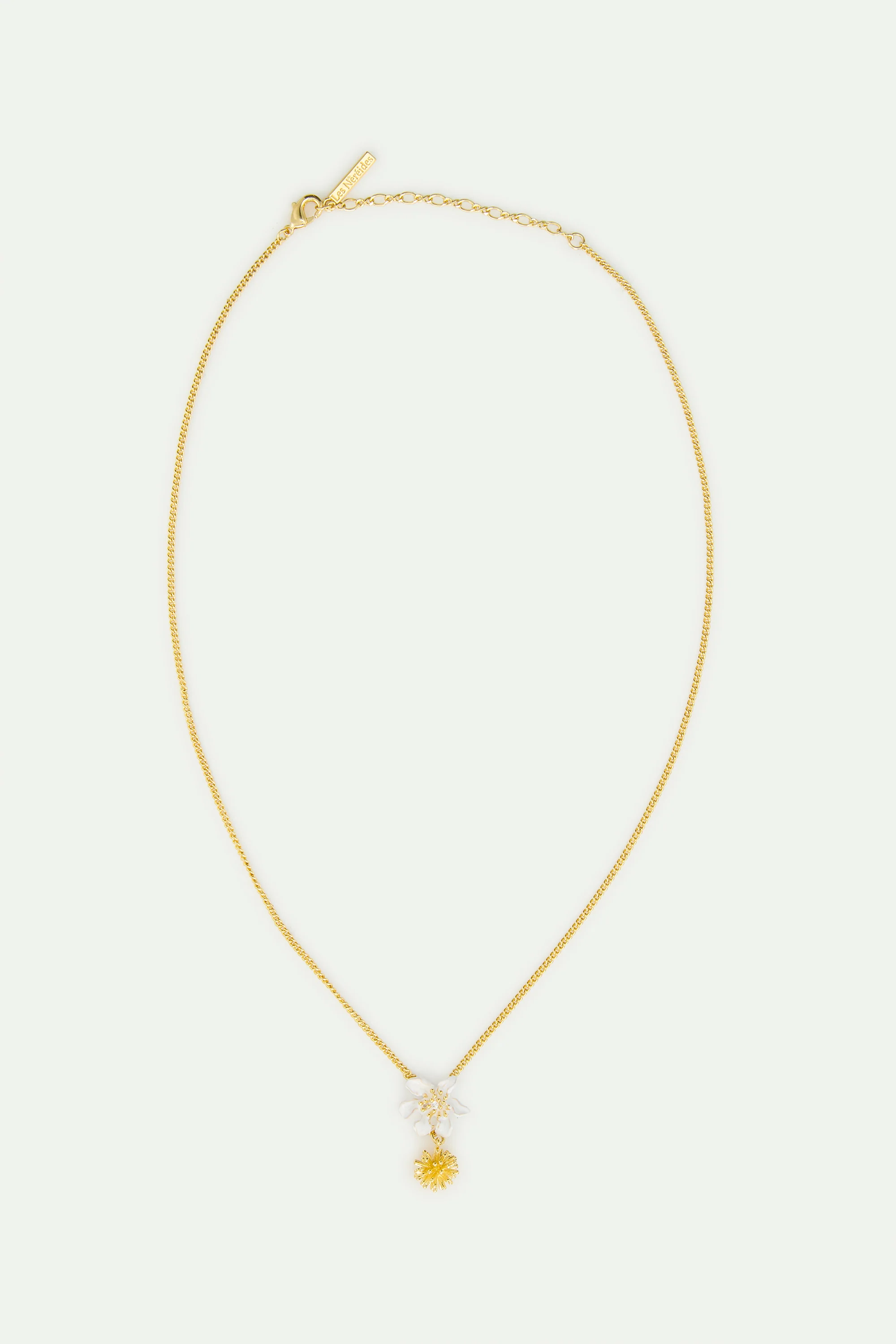 Collier grande fleur de clĂ©matite blanche et corĂȘte du japon - Image 3