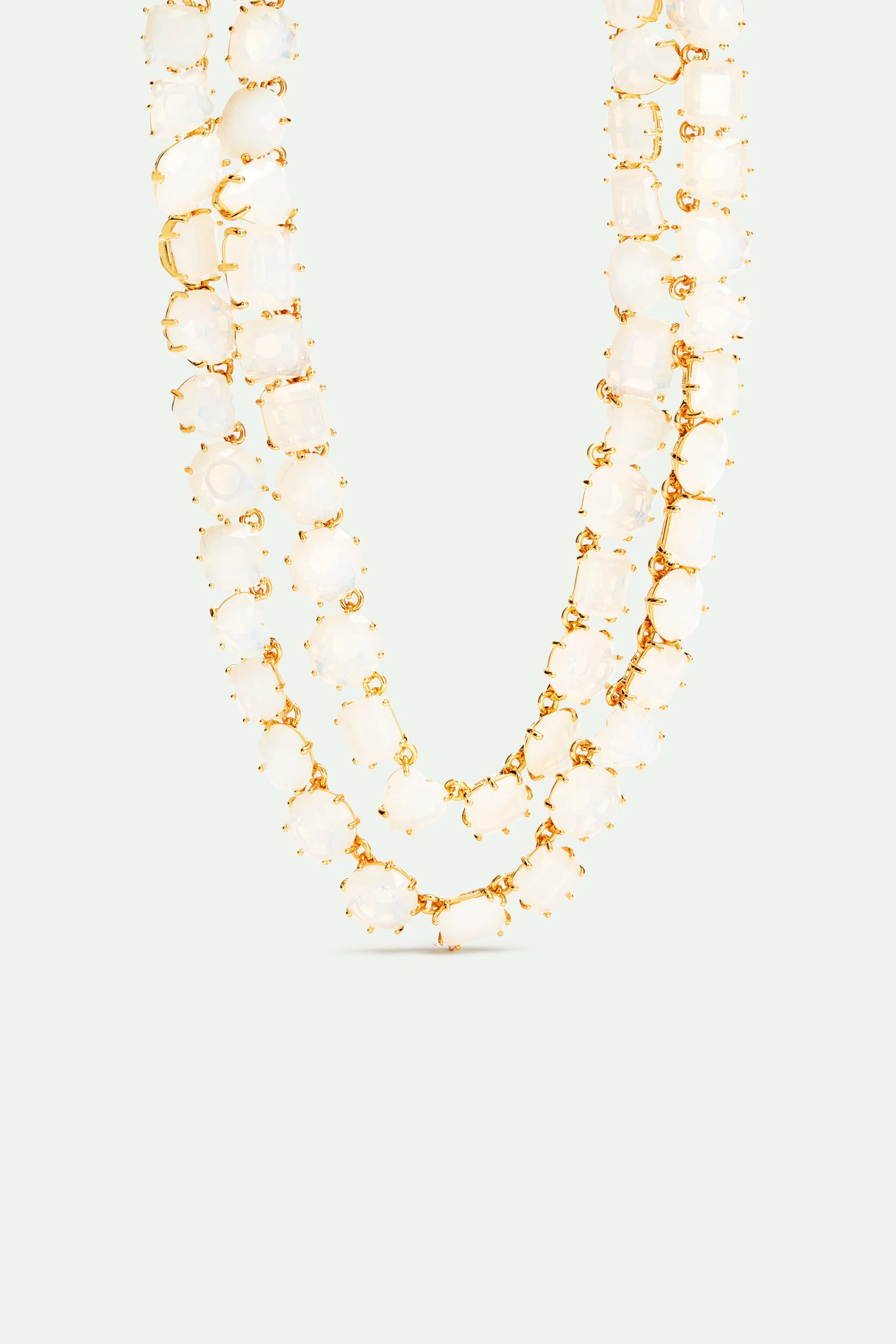Collier luxe deux rangs La Diamantine blanc opalescent