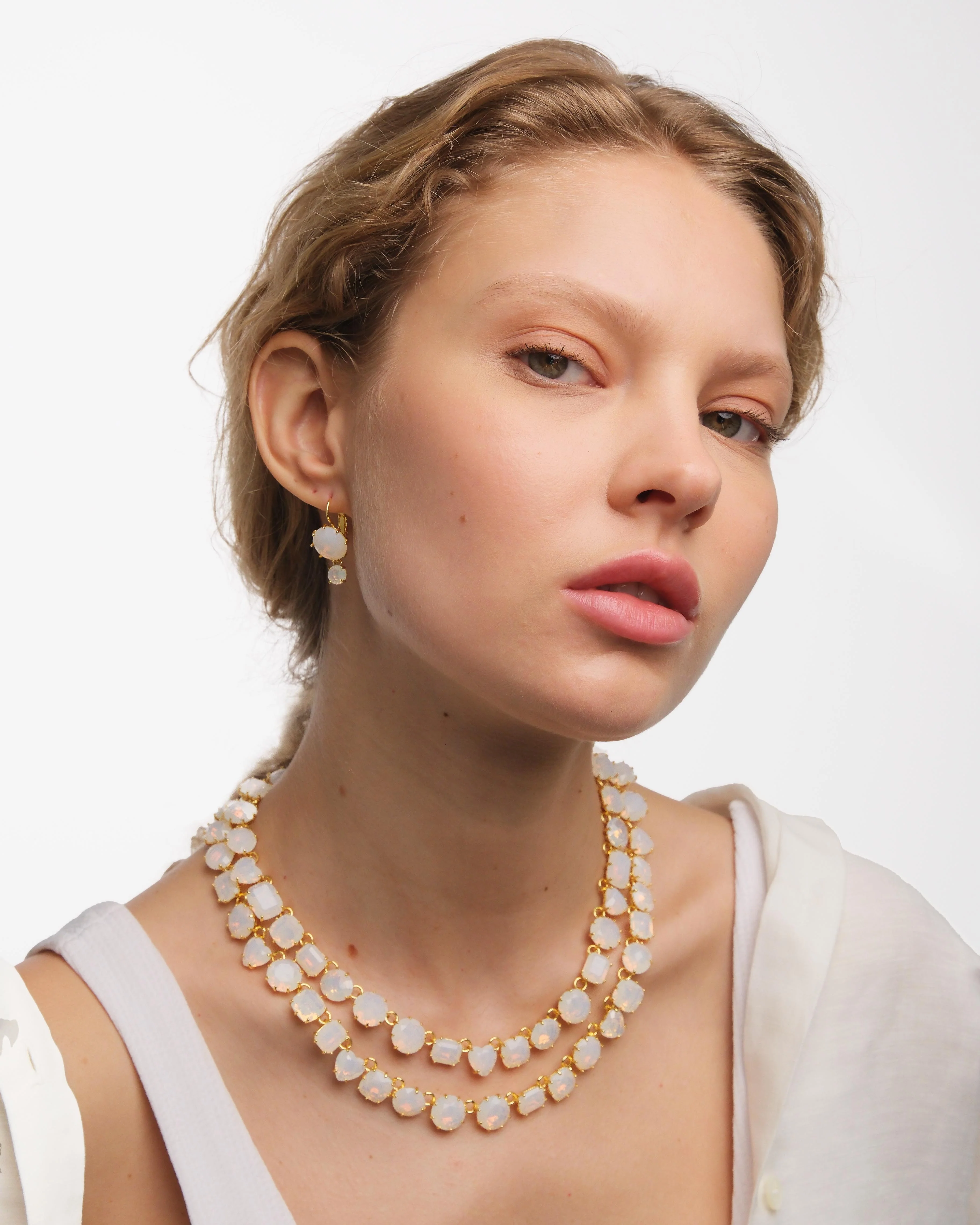 Collier luxe deux rangs La Diamantine blanc opalescent - Image 2