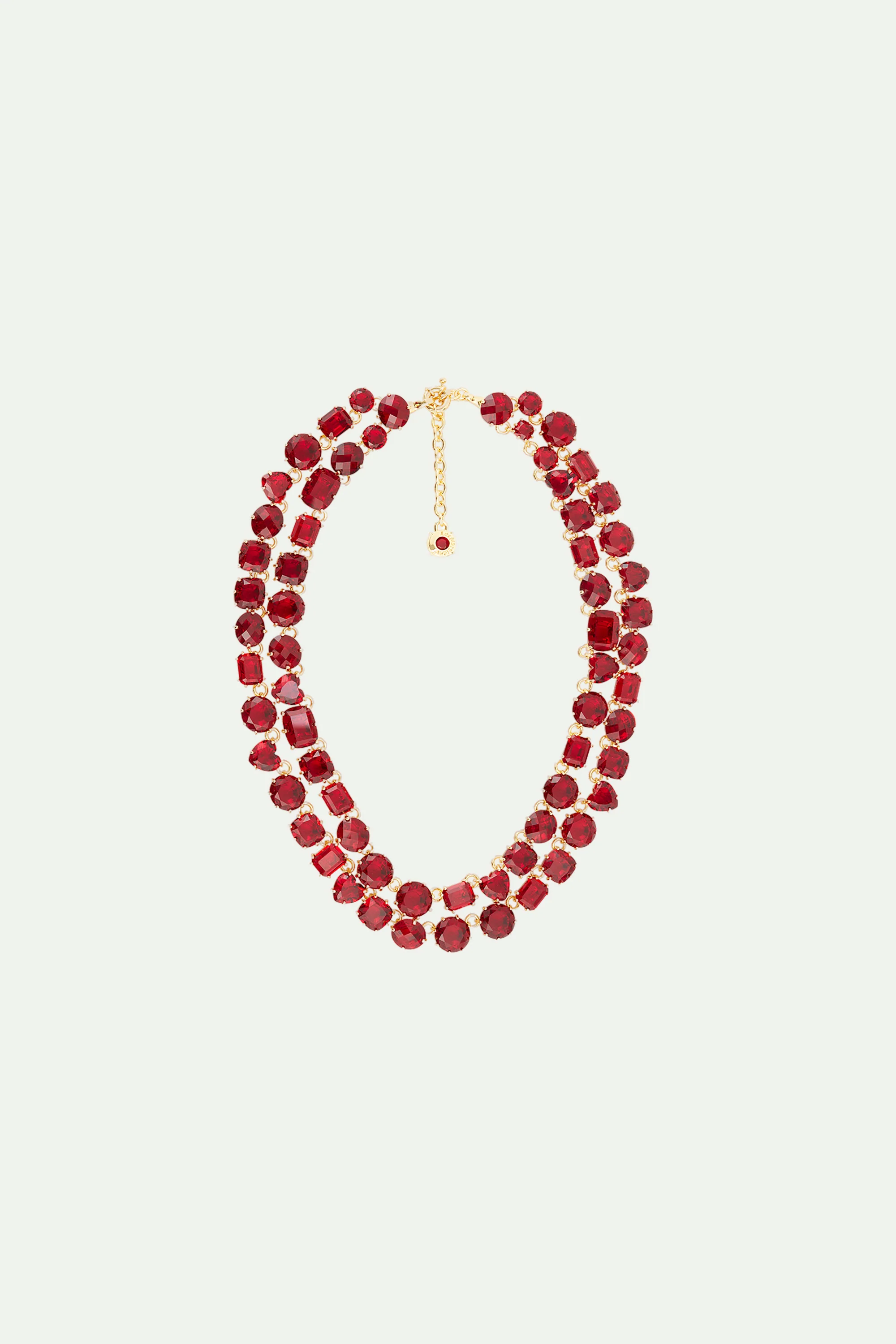 Collier luxe deux rangs La Diamantine rouge grenat - Image 3