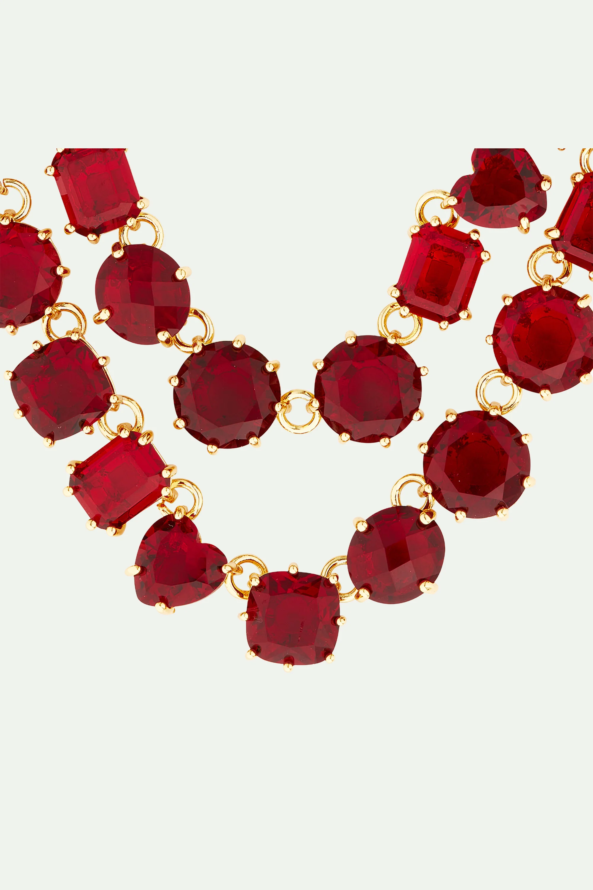 Collier luxe deux rangs La Diamantine rouge grenat - Image 4