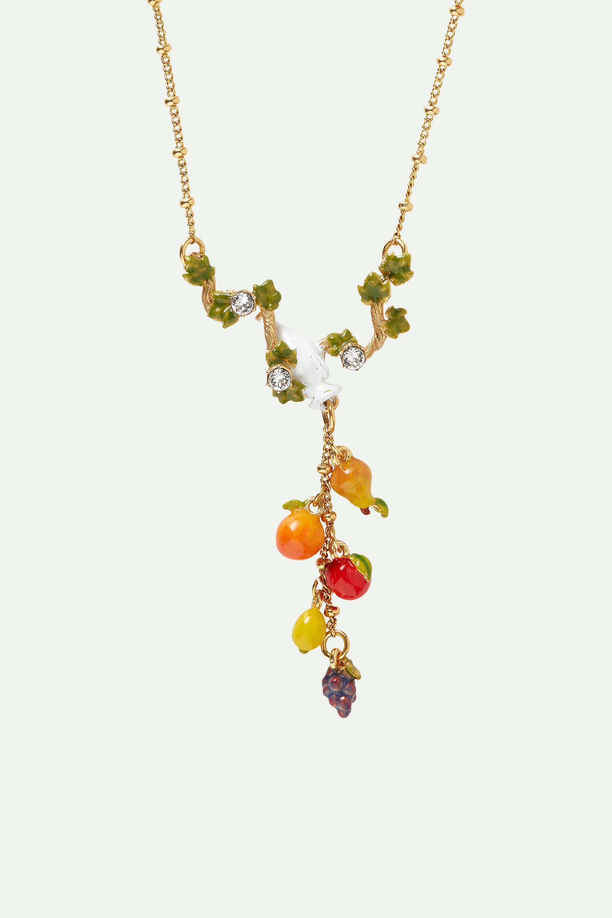 Collier Pendentif Amphore, Feuilles de Vigne et Fruits
