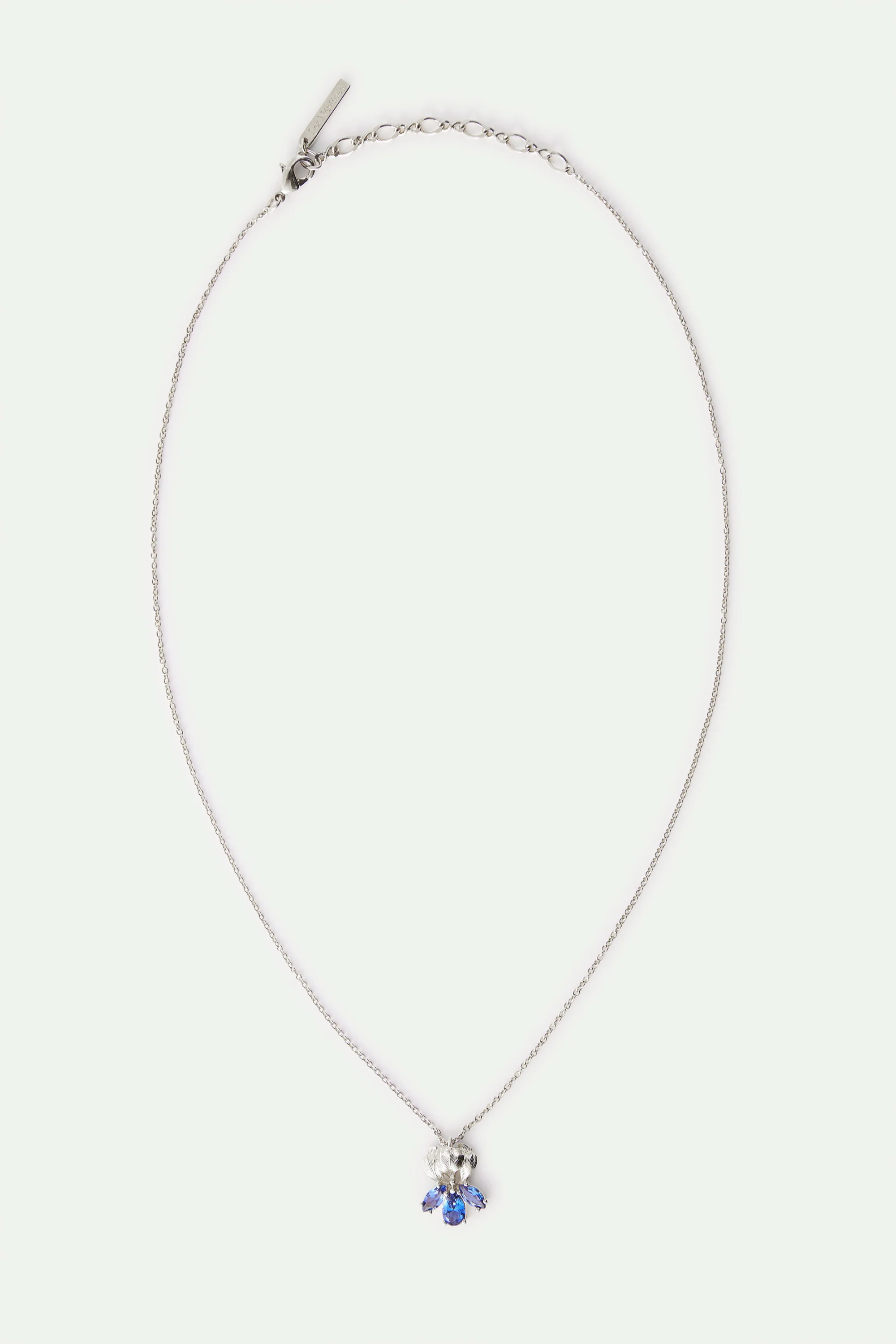Collier pendentif argenté iris et pierres bleues - Image 4