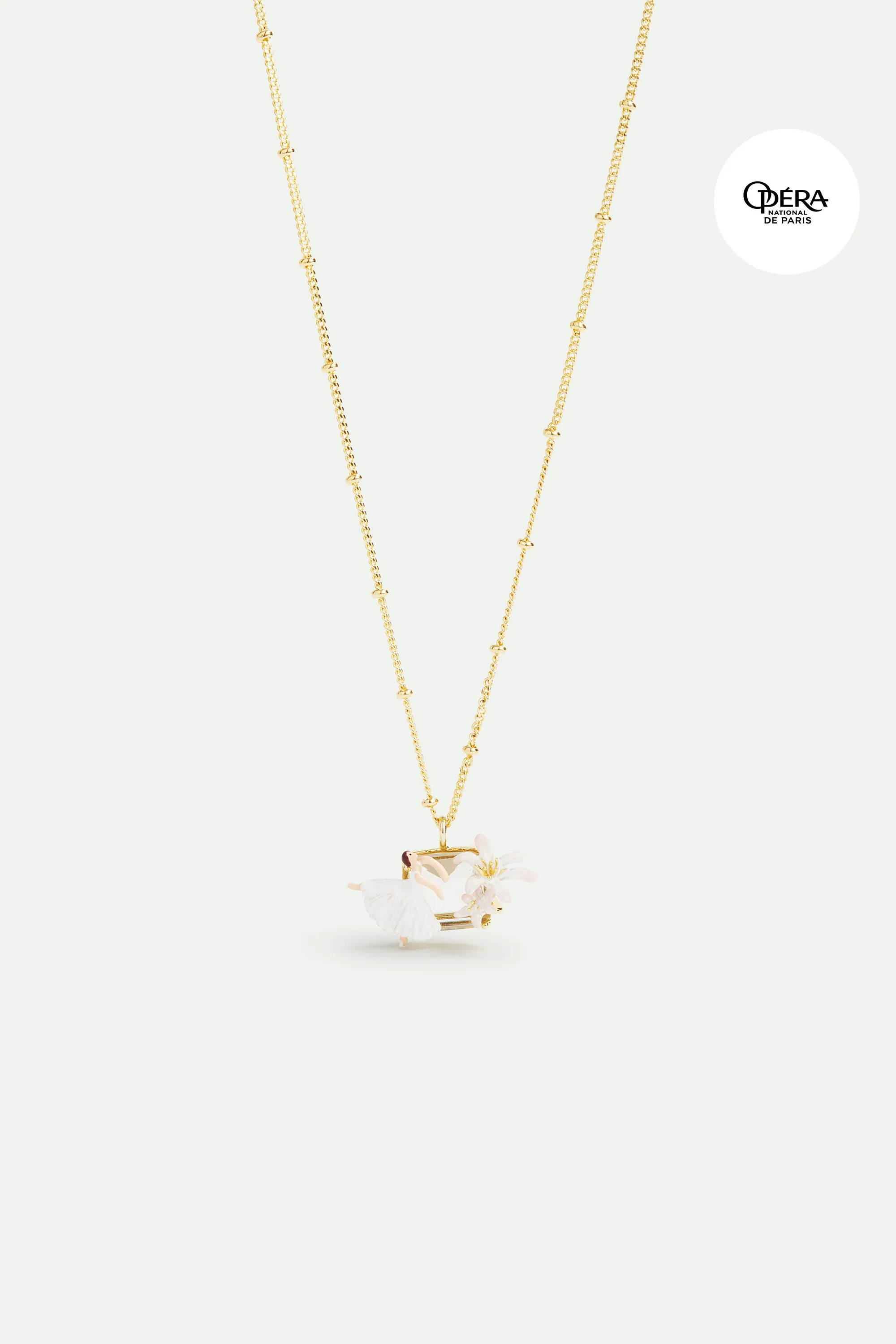 Collier pendentif Ballerine, Fleur de Lys, et pierre facettée