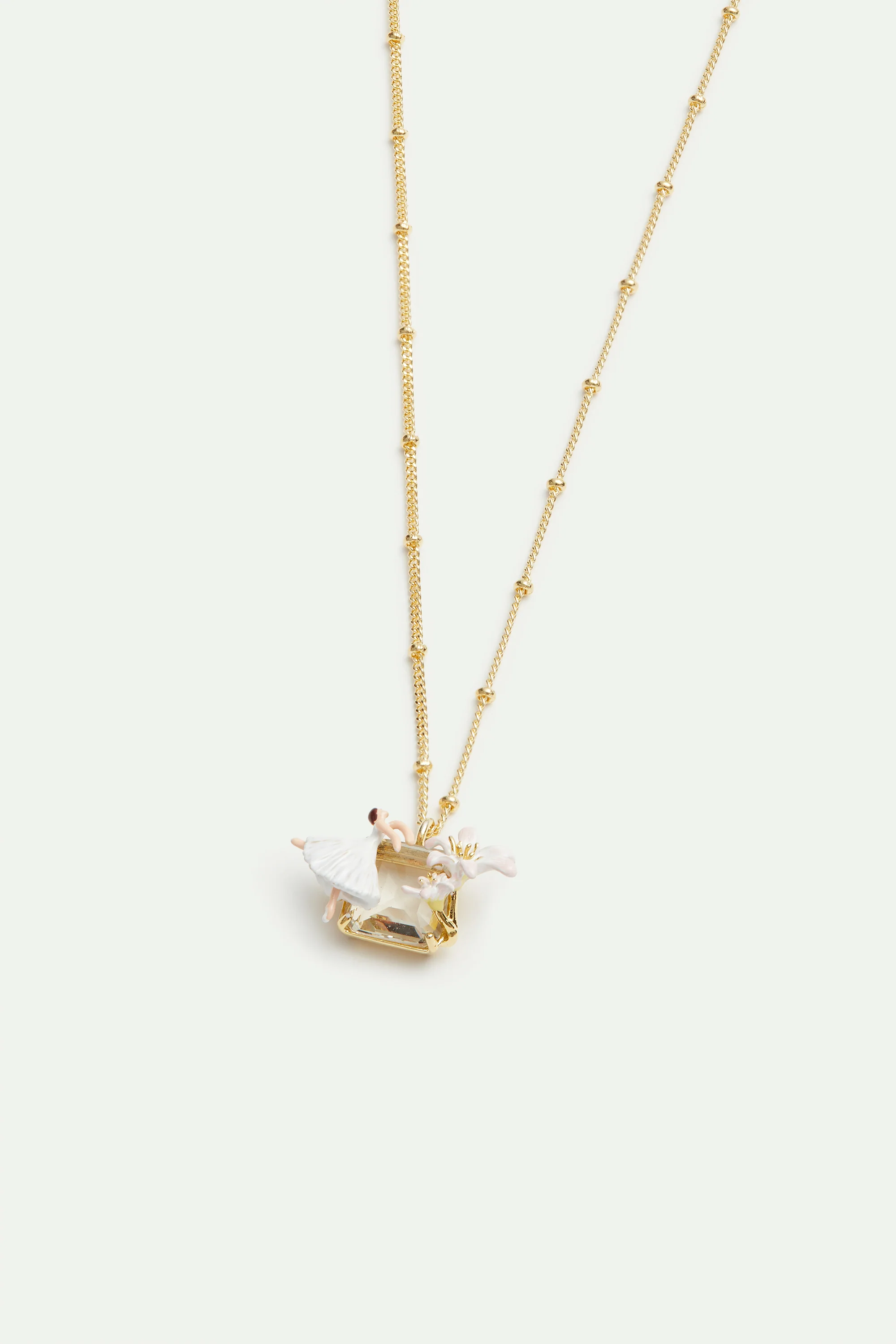 Collier pendentif Ballerine, Fleur de Lys, et pierre facettée - Image 3