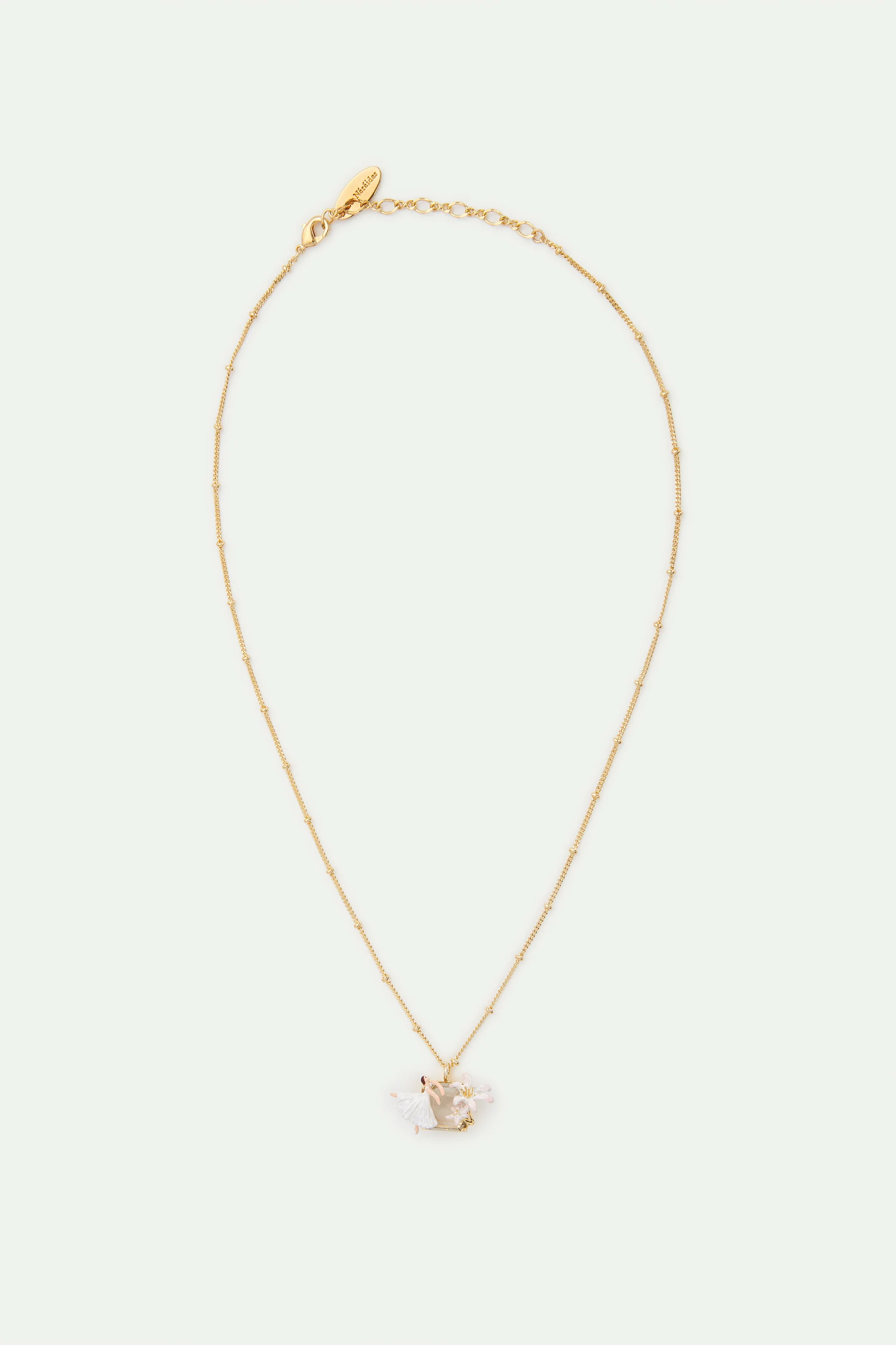 Collier pendentif Ballerine, Fleur de Lys, et pierre facettée - Image 4