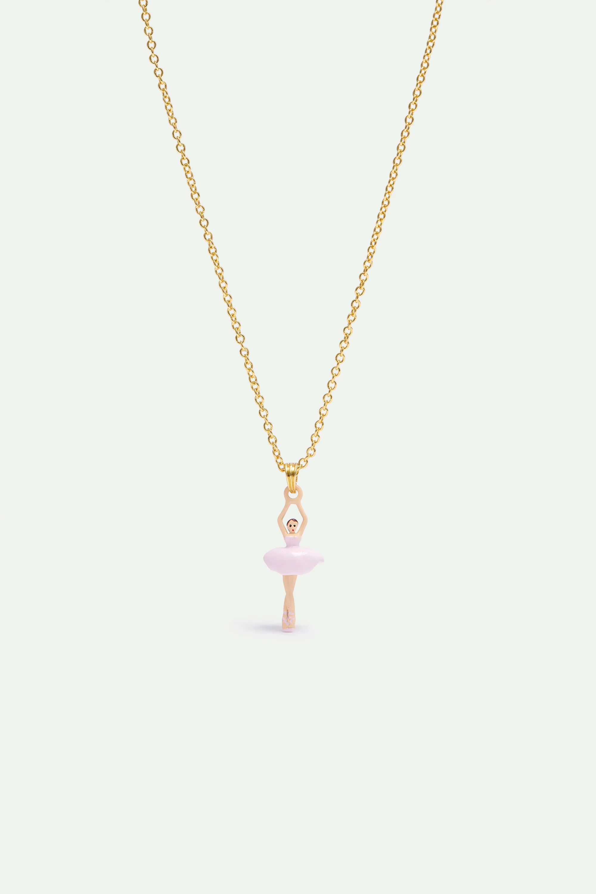 Collier pendentif Ballerine rose et cristal