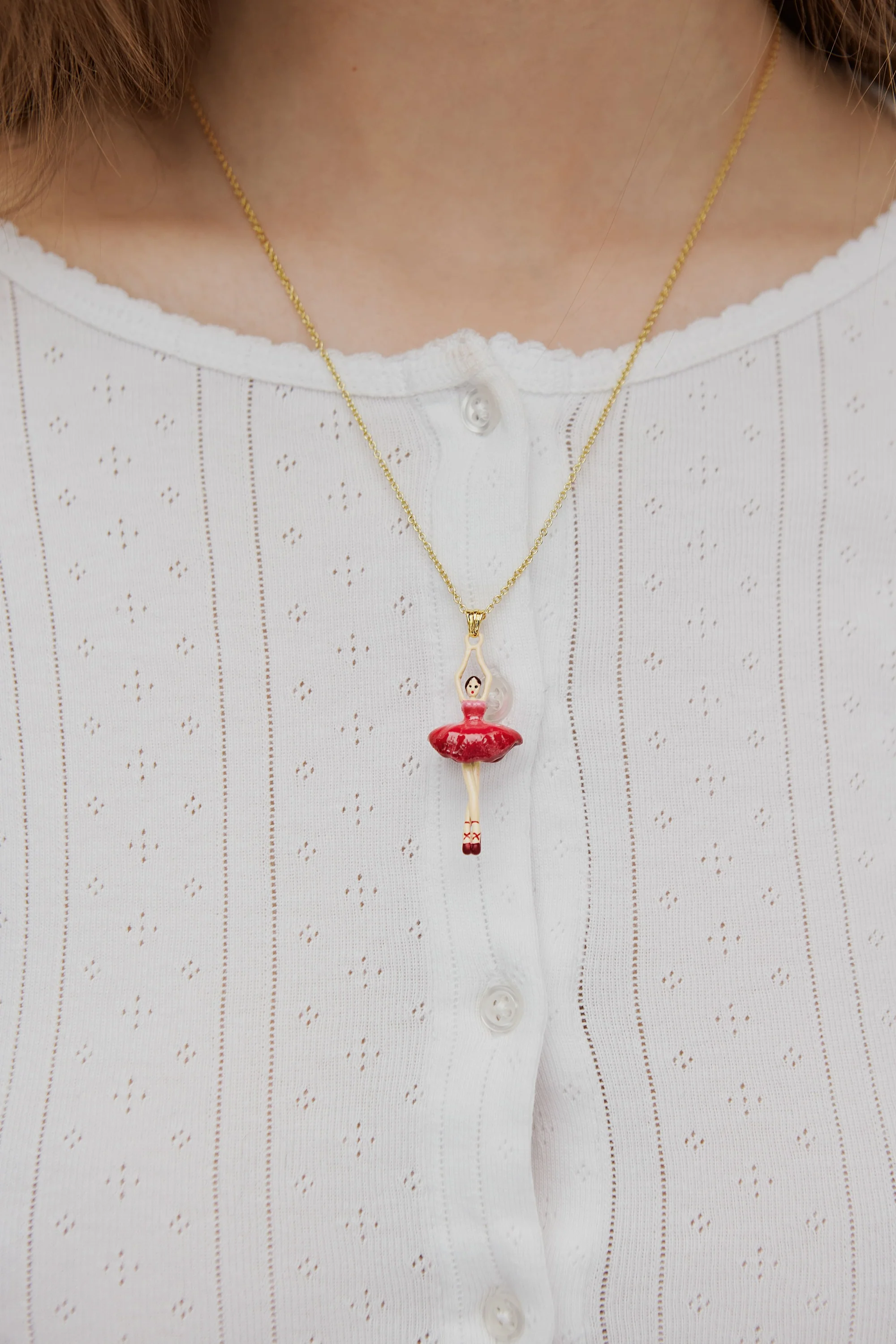 Collier pendentif Ballerine tutu dégradé de rose - Image 2