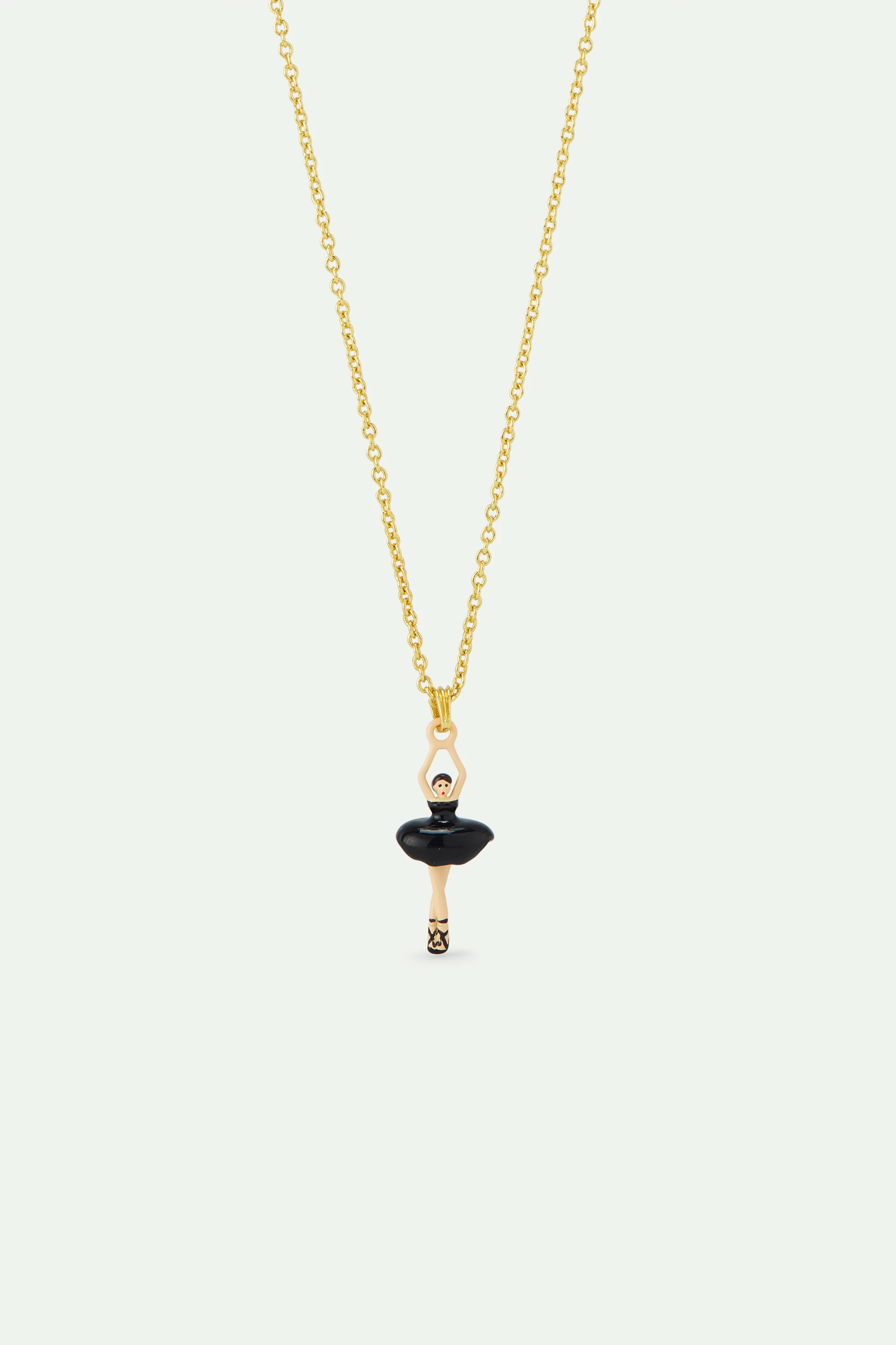 Collier pendentif Ballerine tutu noir et perle de culture