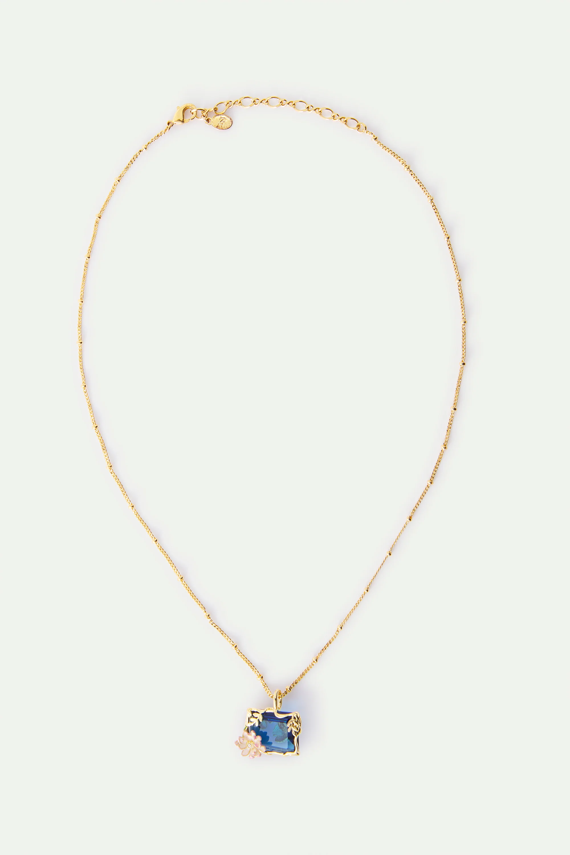 Collier pendentif bassin aux nymphéas bleu et rose - Image 4