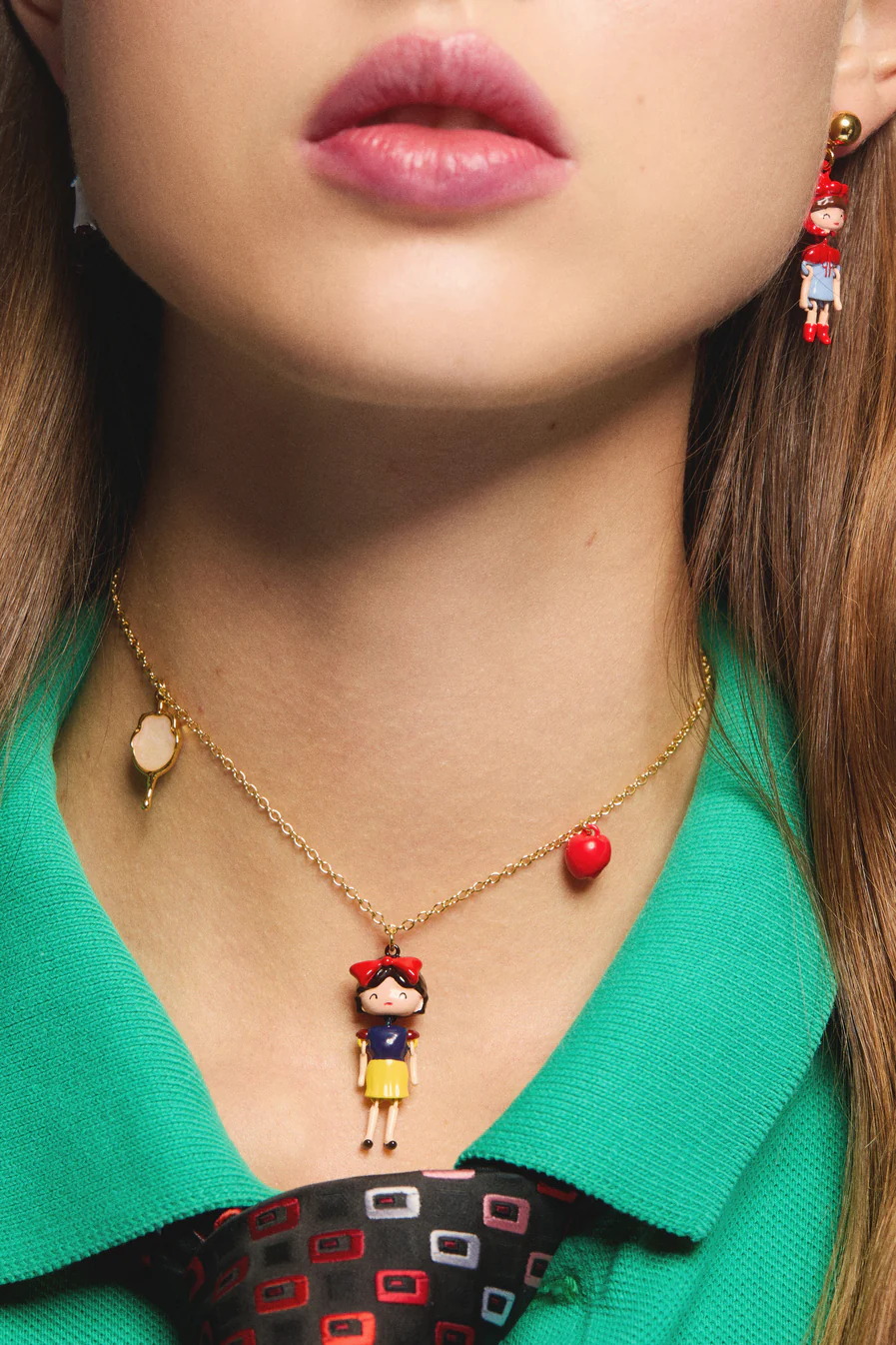 Collier pendentif Blanche-Neige, pomme et miroir - Image 2
