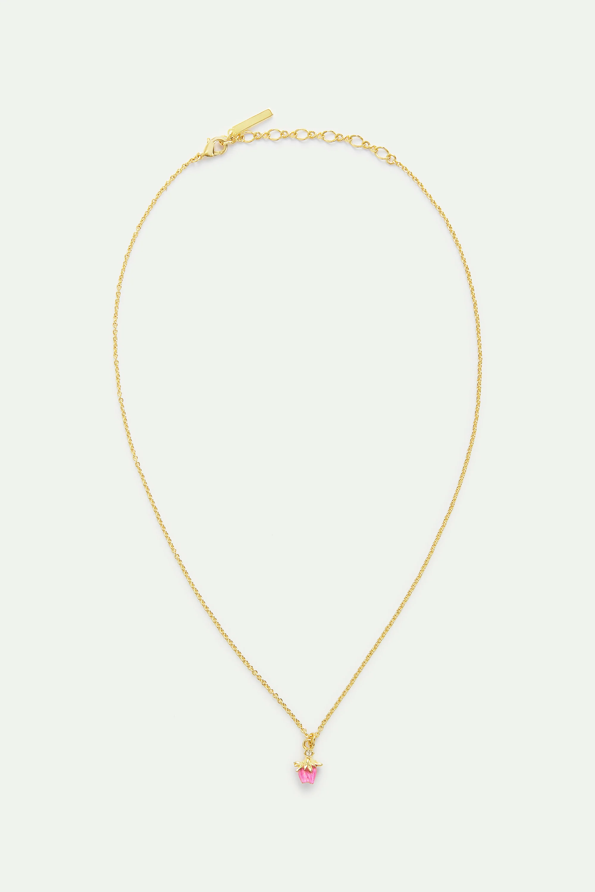 Collier pendentif bouton de rose et cristal blanc - Image 4