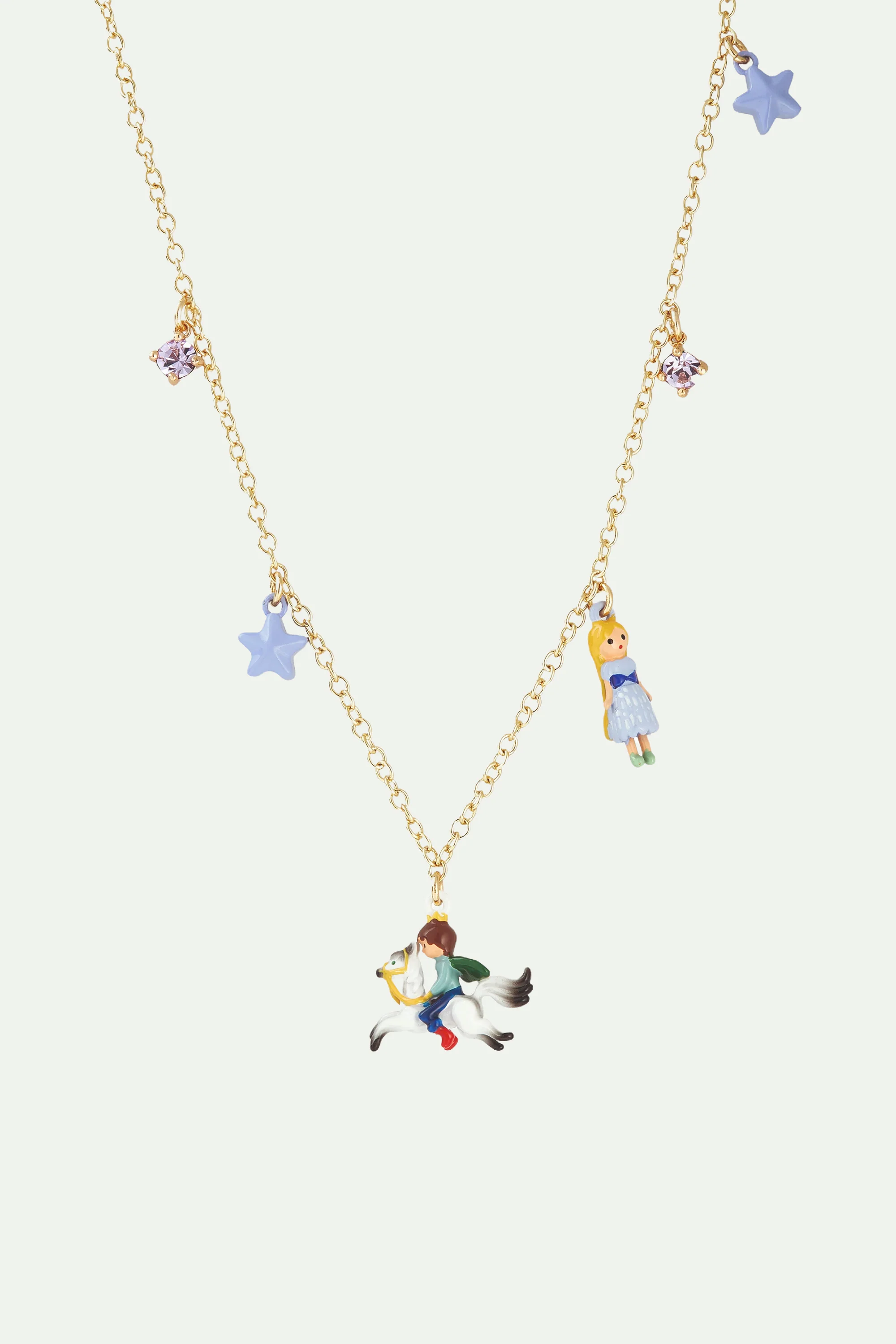 Collier pendentif charm's princesse chevelure enchantée et prince