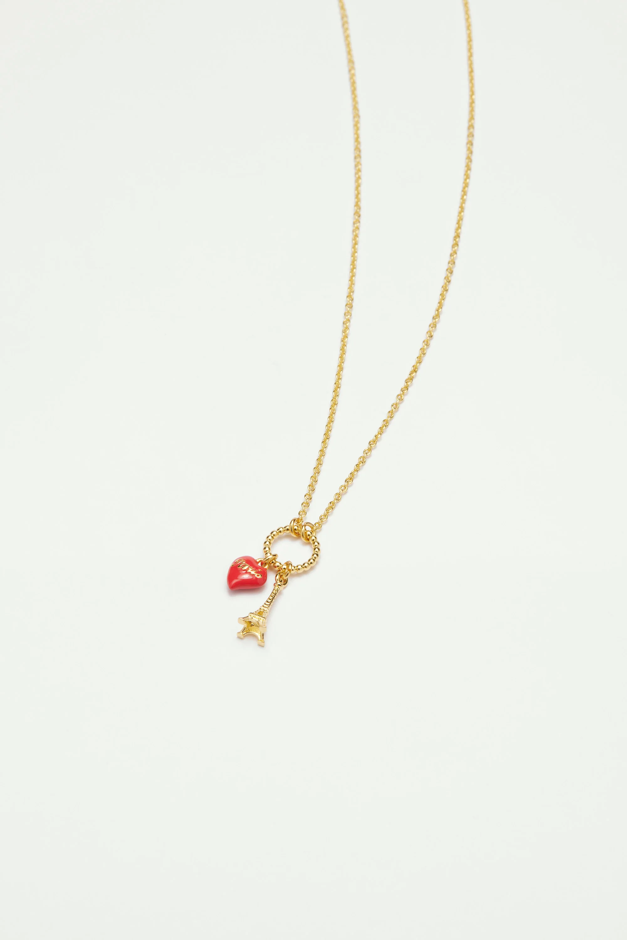 Collier pendentif Charm's Tour Eiffel et coeur rouge - Image 3