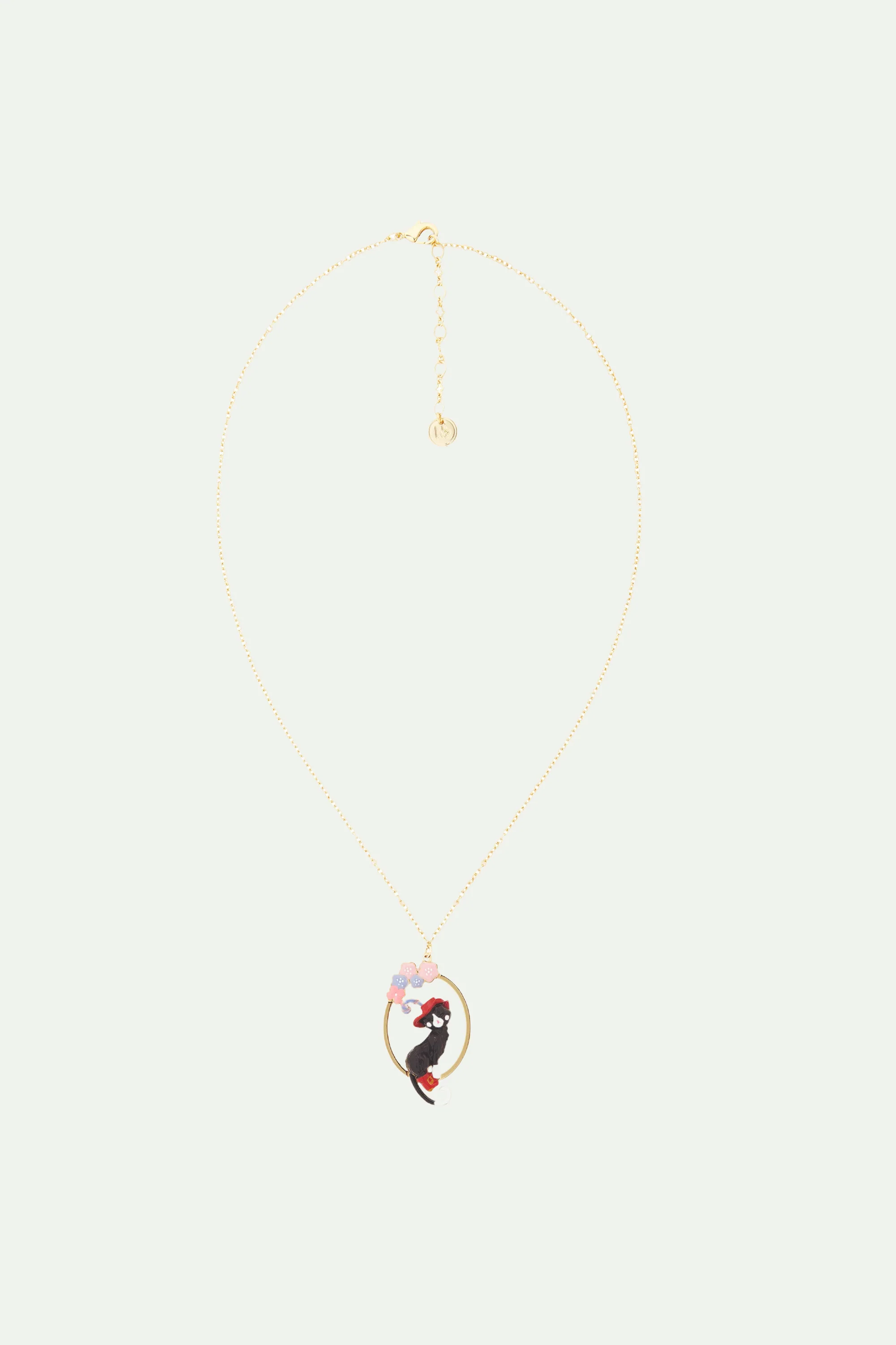 Collier pendentif chat charmant et fleurs - Image 2
