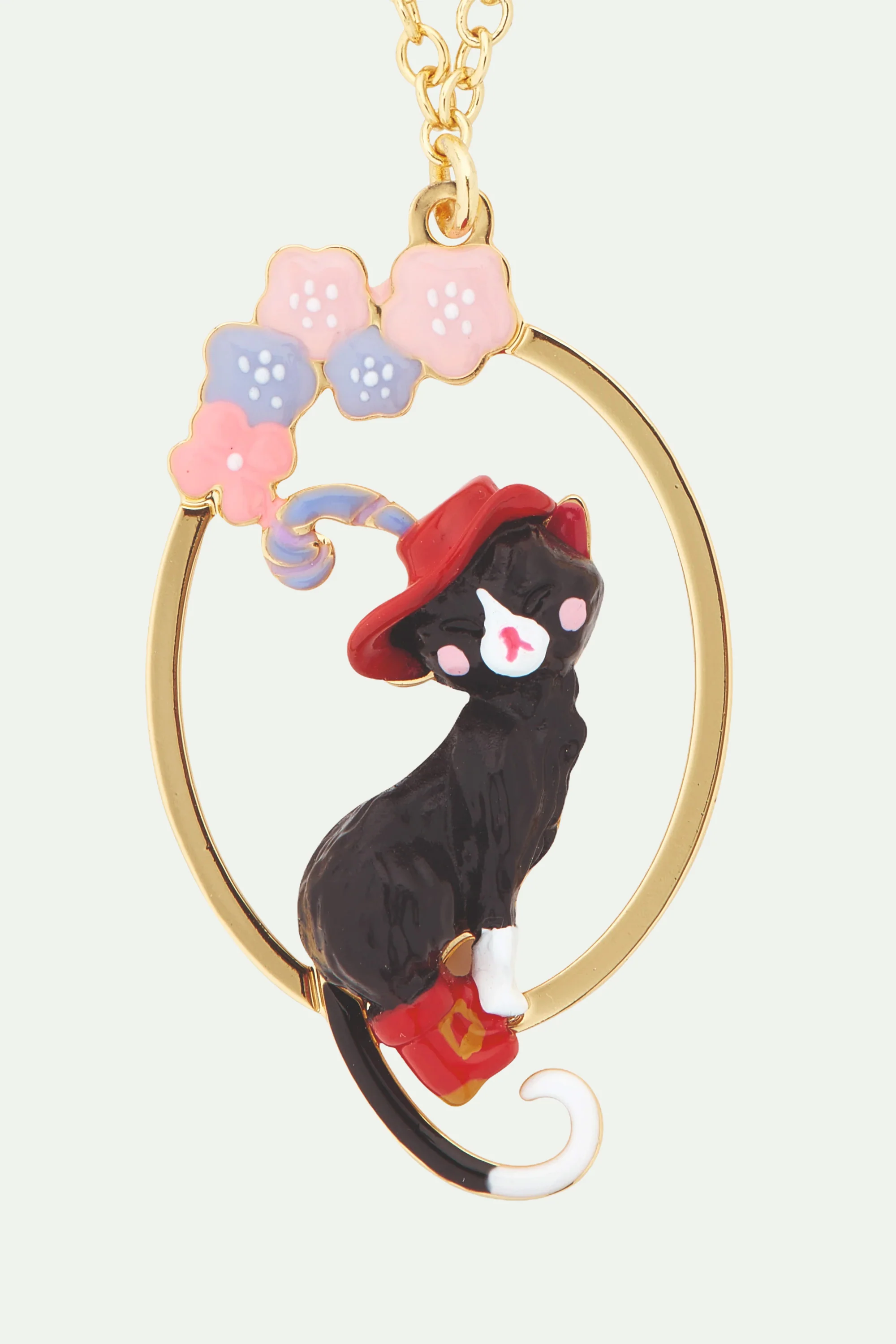 Collier pendentif chat charmant et fleurs - Image 3