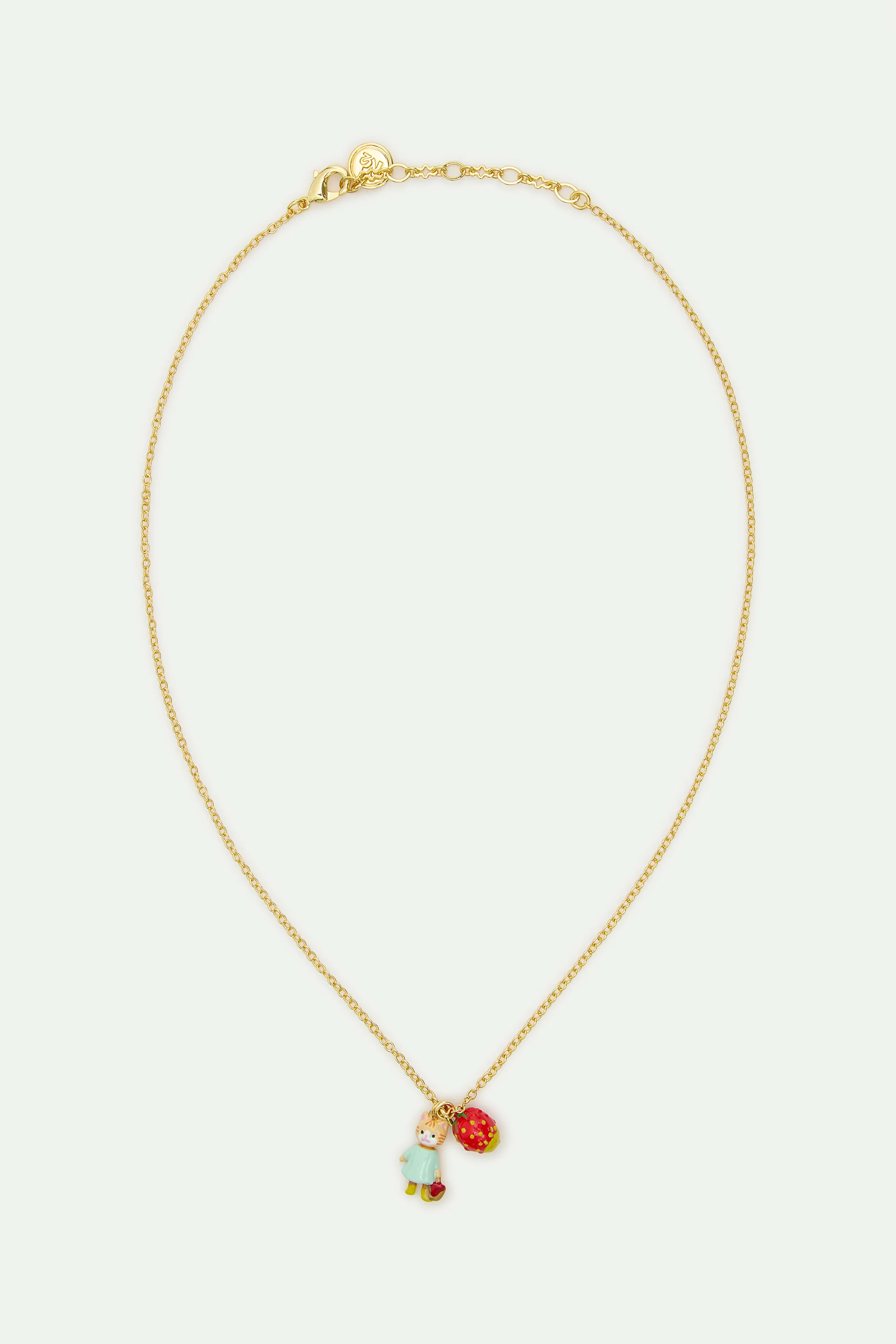 Collier pendentif chat roux et fraise - Image 3