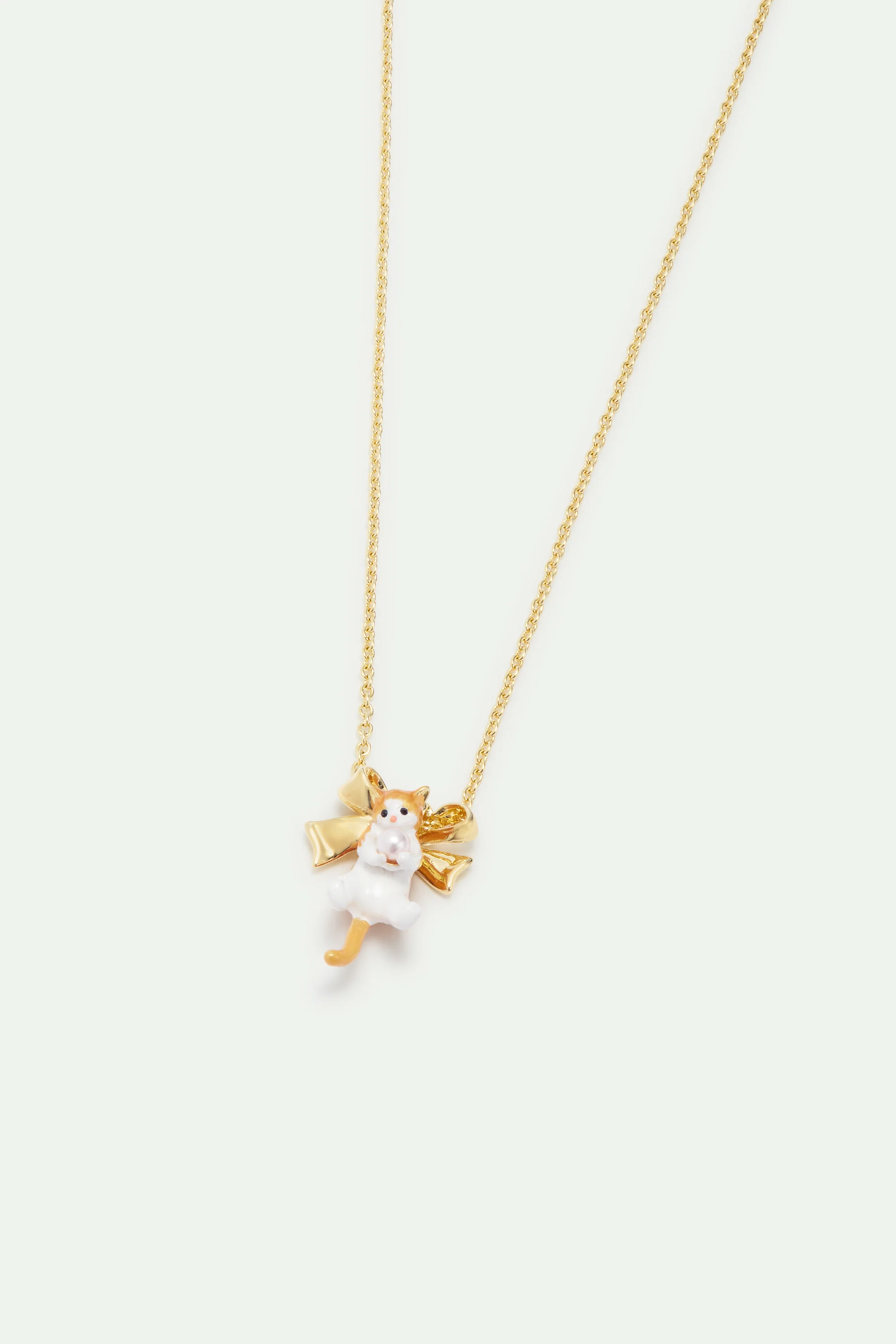 Collier pendentif chaton roux et noeud doré - Image 3